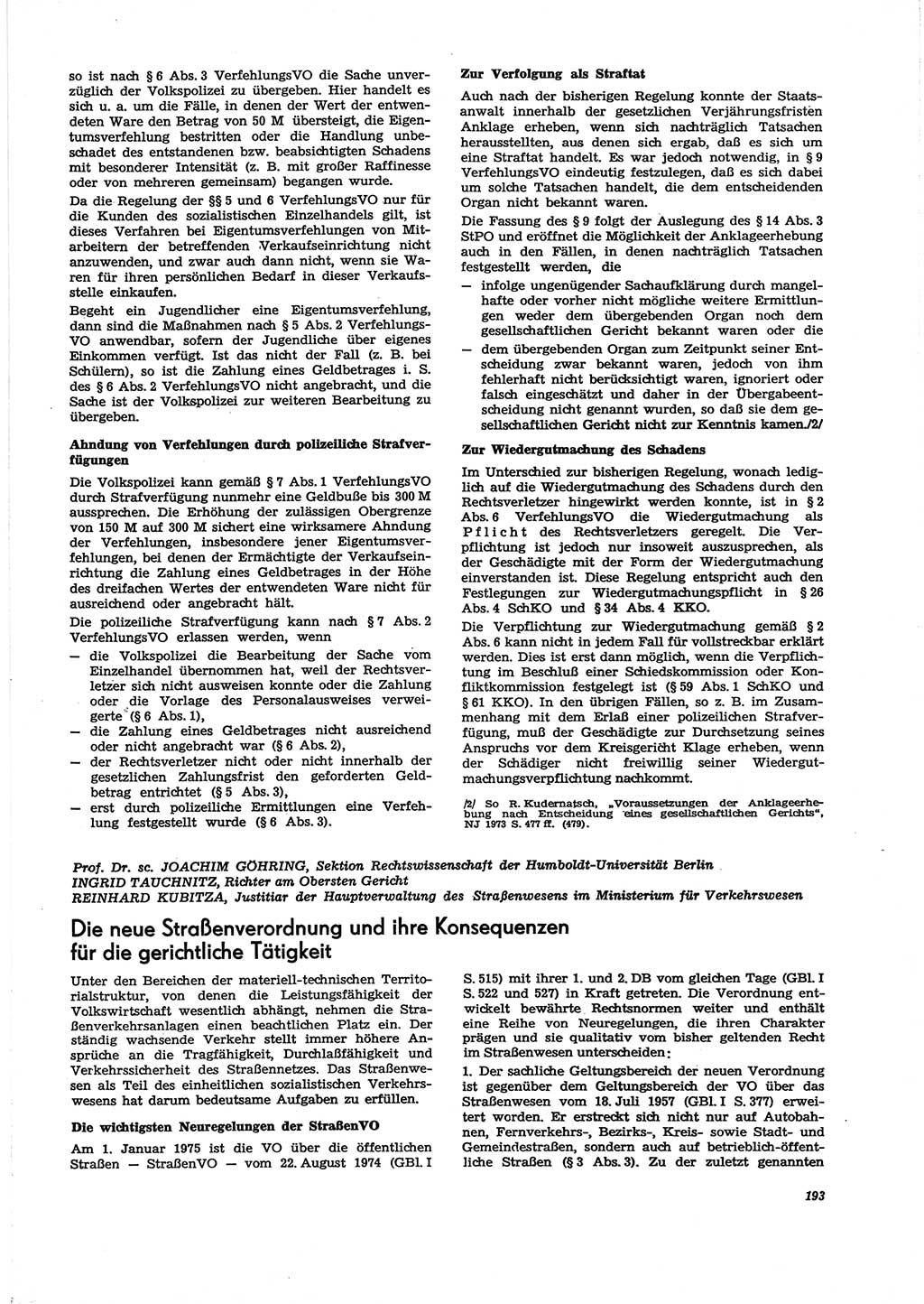 Neue Justiz (NJ), Zeitschrift für Recht und Rechtswissenschaft [Deutsche Demokratische Republik (DDR)], 29. Jahrgang 1975, Seite 193 (NJ DDR 1975, S. 193)