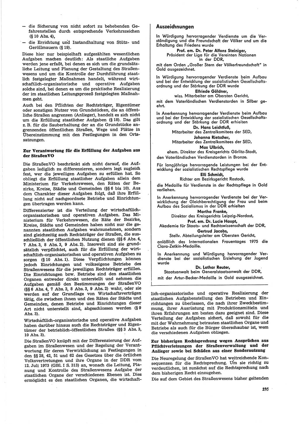 Neue Justiz (NJ), Zeitschrift für Recht und Rechtswissenschaft [Deutsche Demokratische Republik (DDR)], 29. Jahrgang 1975, Seite 195 (NJ DDR 1975, S. 195)