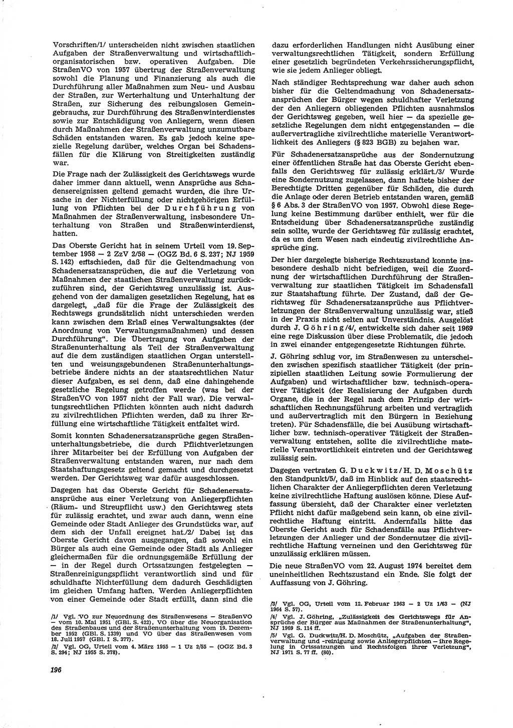 Neue Justiz (NJ), Zeitschrift für Recht und Rechtswissenschaft [Deutsche Demokratische Republik (DDR)], 29. Jahrgang 1975, Seite 196 (NJ DDR 1975, S. 196)