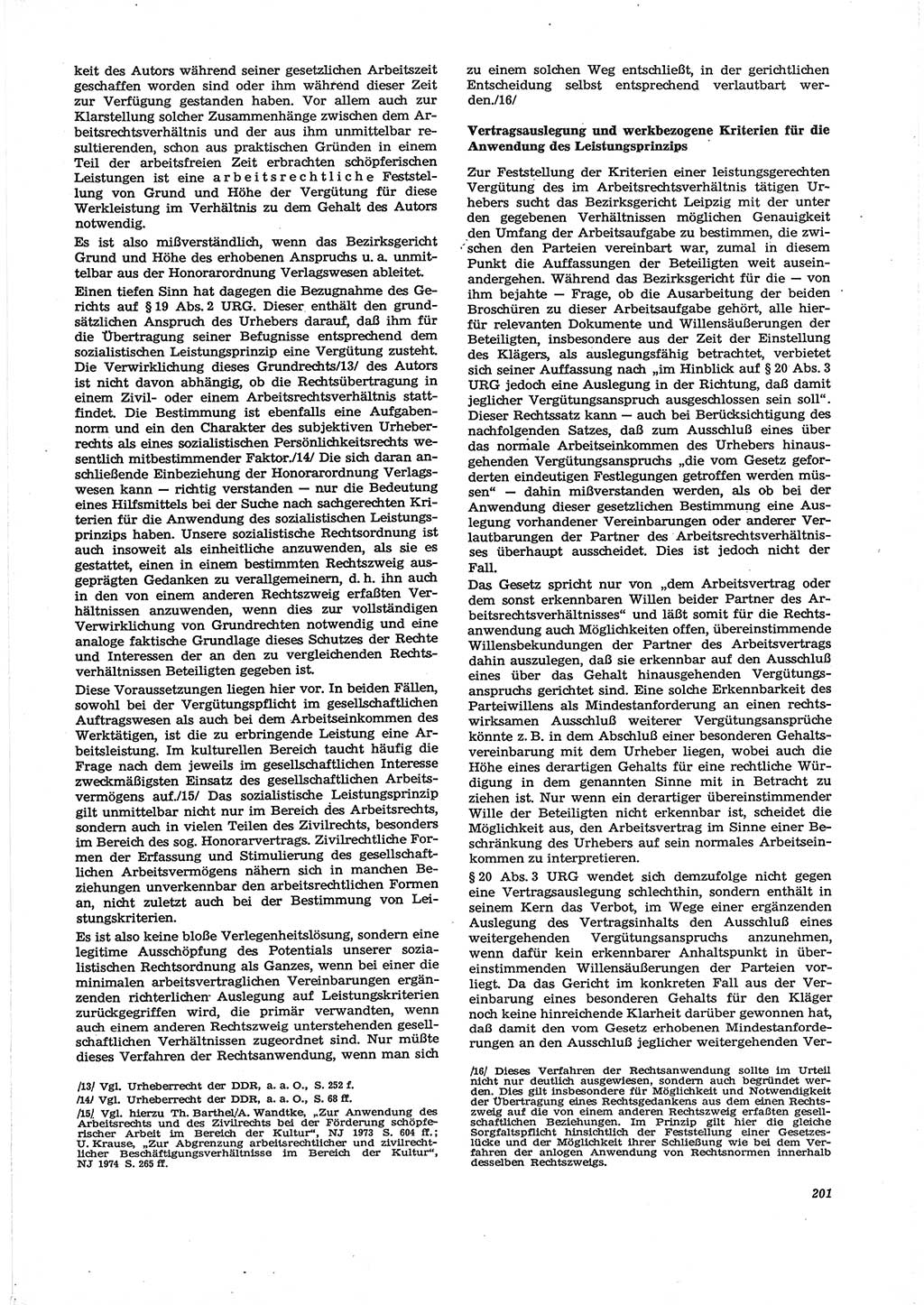 Neue Justiz (NJ), Zeitschrift für Recht und Rechtswissenschaft [Deutsche Demokratische Republik (DDR)], 29. Jahrgang 1975, Seite 201 (NJ DDR 1975, S. 201)