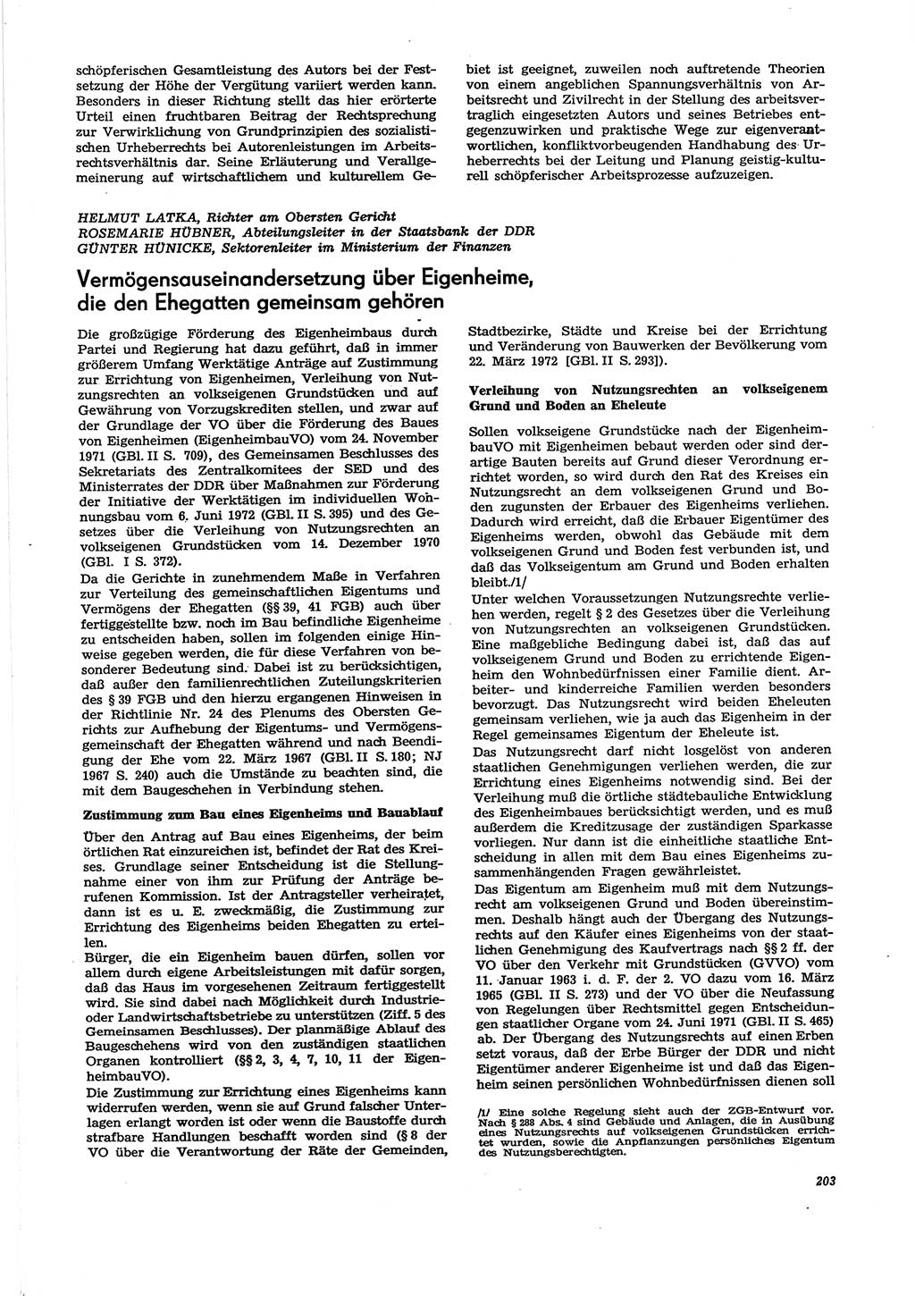Neue Justiz (NJ), Zeitschrift für Recht und Rechtswissenschaft [Deutsche Demokratische Republik (DDR)], 29. Jahrgang 1975, Seite 203 (NJ DDR 1975, S. 203)