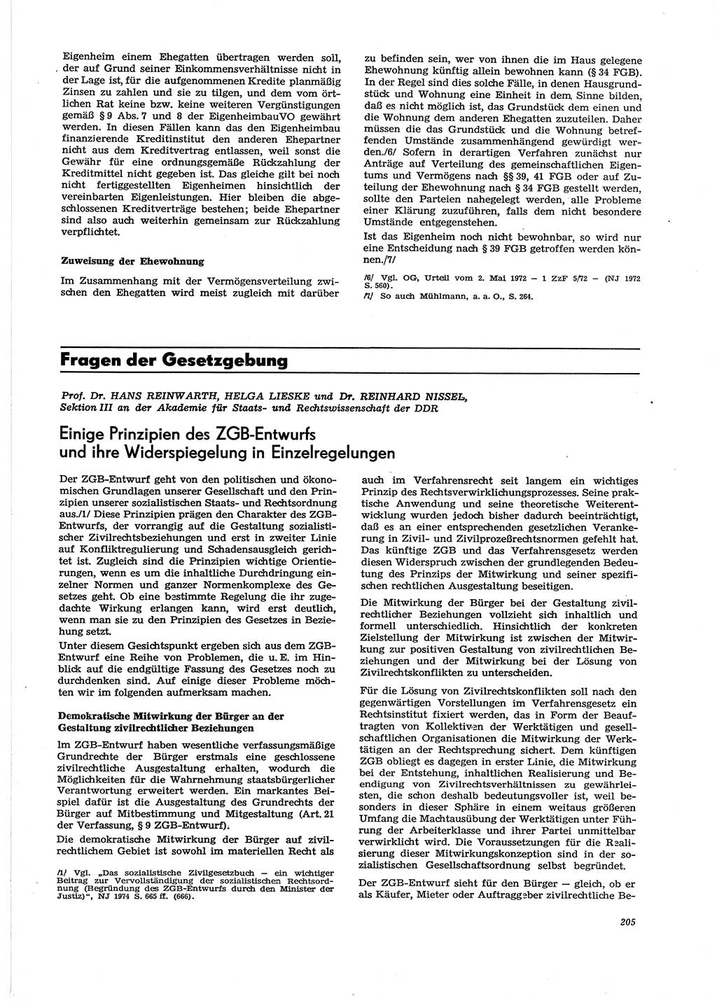 Neue Justiz (NJ), Zeitschrift für Recht und Rechtswissenschaft [Deutsche Demokratische Republik (DDR)], 29. Jahrgang 1975, Seite 205 (NJ DDR 1975, S. 205)