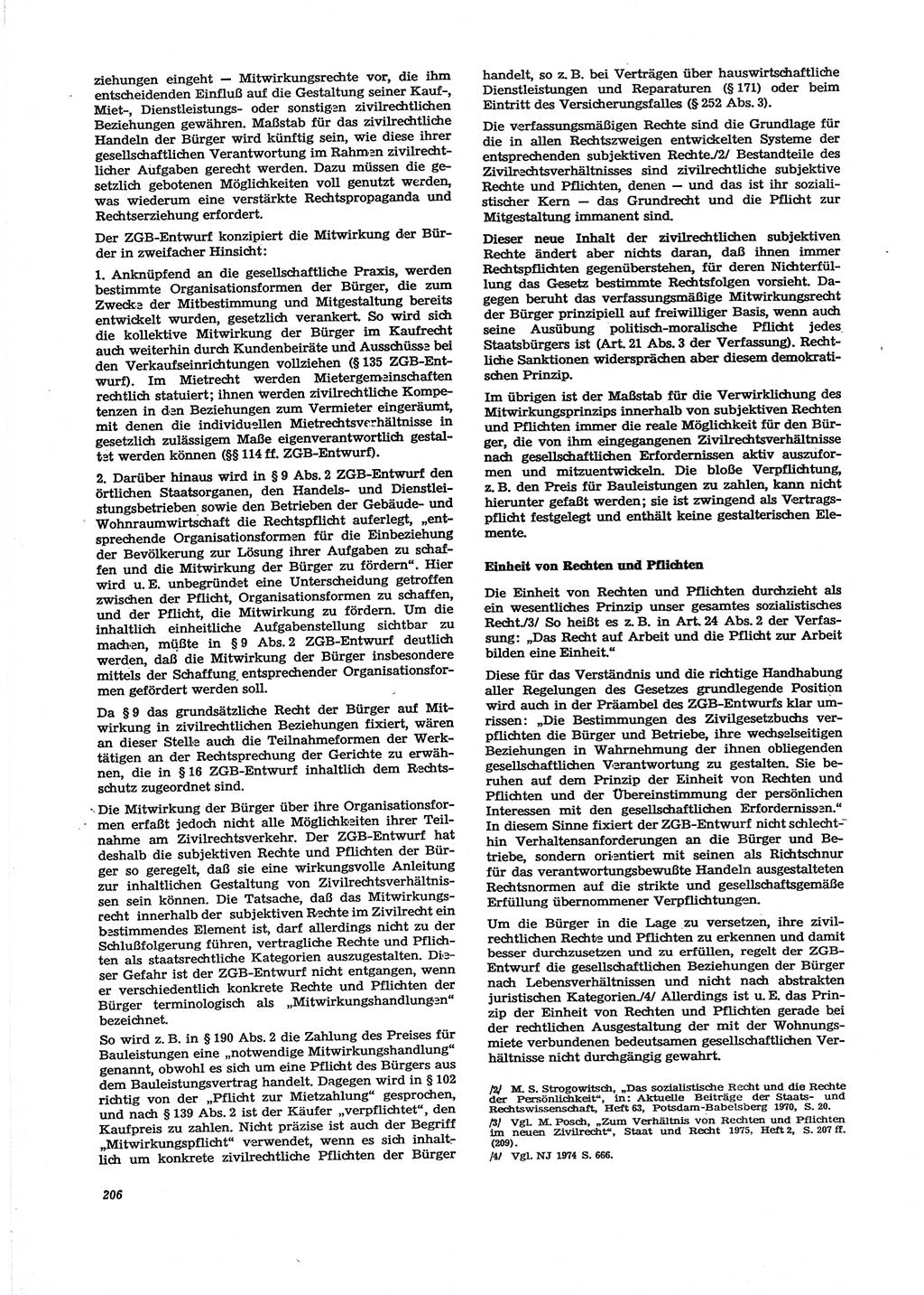 Neue Justiz (NJ), Zeitschrift für Recht und Rechtswissenschaft [Deutsche Demokratische Republik (DDR)], 29. Jahrgang 1975, Seite 206 (NJ DDR 1975, S. 206)