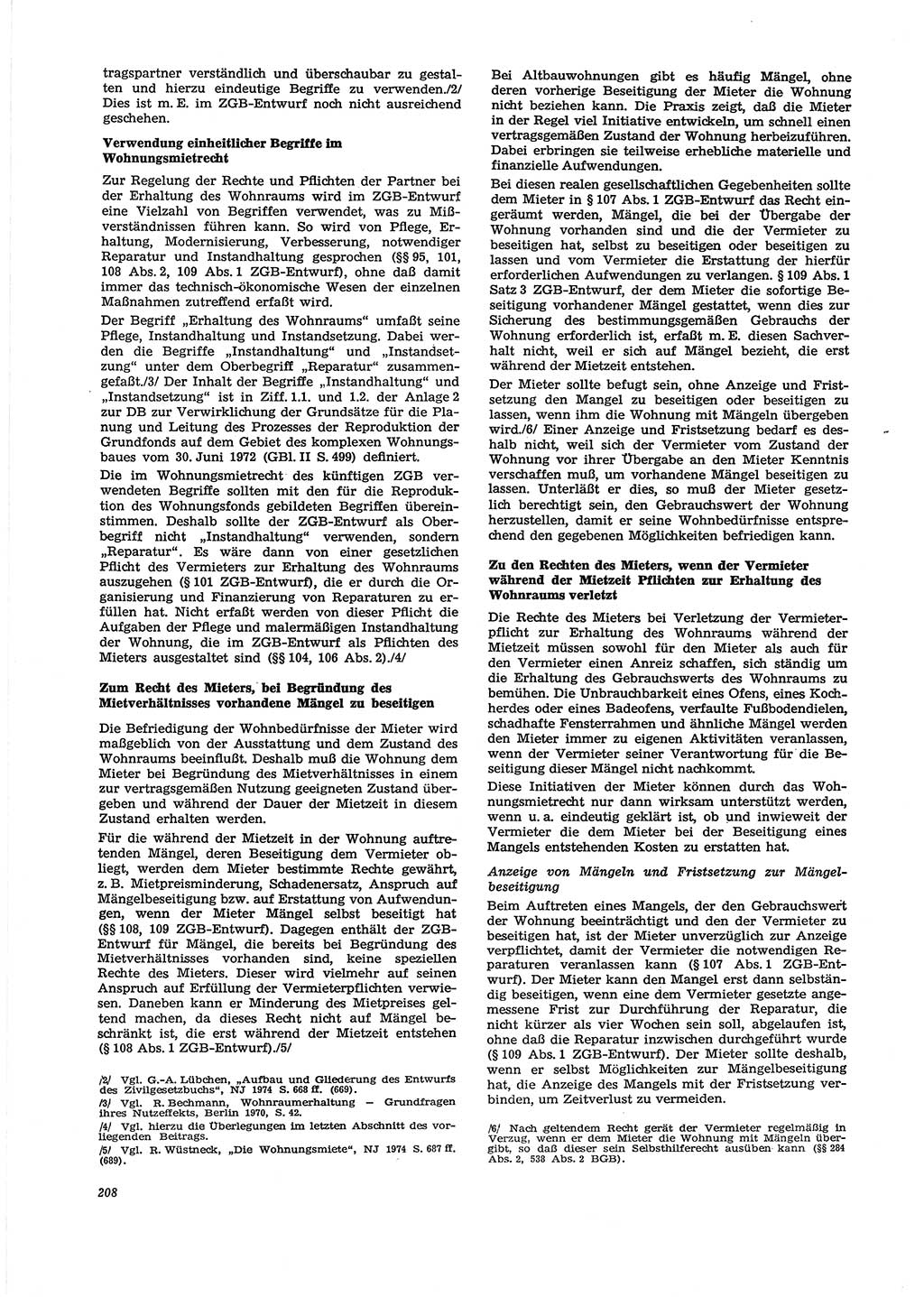 Neue Justiz (NJ), Zeitschrift für Recht und Rechtswissenschaft [Deutsche Demokratische Republik (DDR)], 29. Jahrgang 1975, Seite 208 (NJ DDR 1975, S. 208)