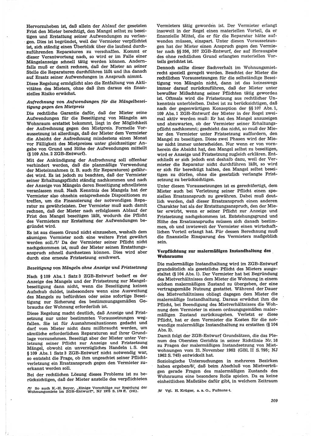 Neue Justiz (NJ), Zeitschrift für Recht und Rechtswissenschaft [Deutsche Demokratische Republik (DDR)], 29. Jahrgang 1975, Seite 209 (NJ DDR 1975, S. 209)