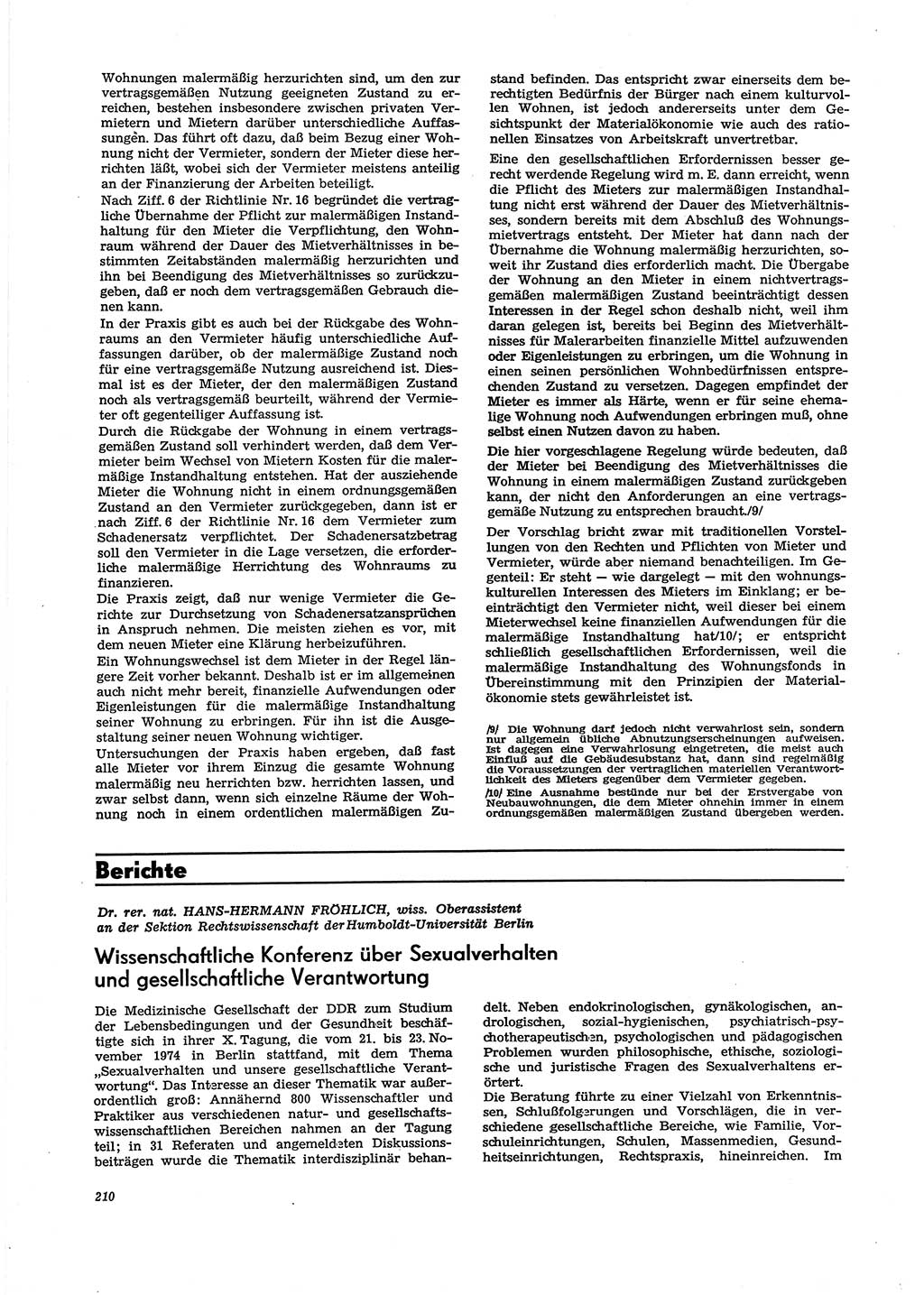 Neue Justiz (NJ), Zeitschrift für Recht und Rechtswissenschaft [Deutsche Demokratische Republik (DDR)], 29. Jahrgang 1975, Seite 210 (NJ DDR 1975, S. 210)