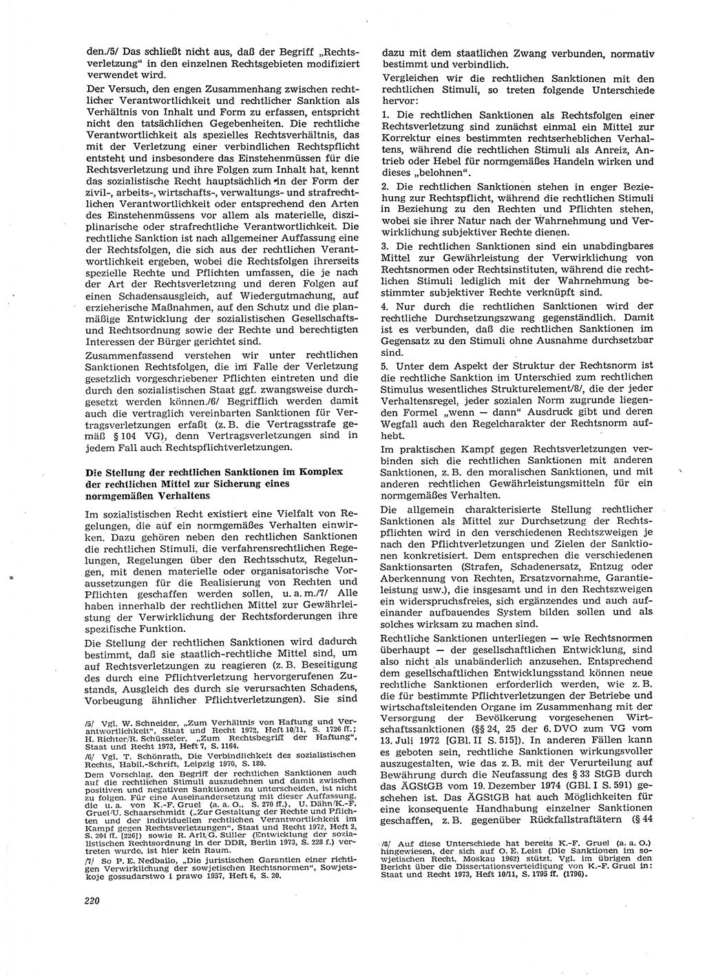 Neue Justiz (NJ), Zeitschrift für Recht und Rechtswissenschaft [Deutsche Demokratische Republik (DDR)], 29. Jahrgang 1975, Seite 220 (NJ DDR 1975, S. 220)