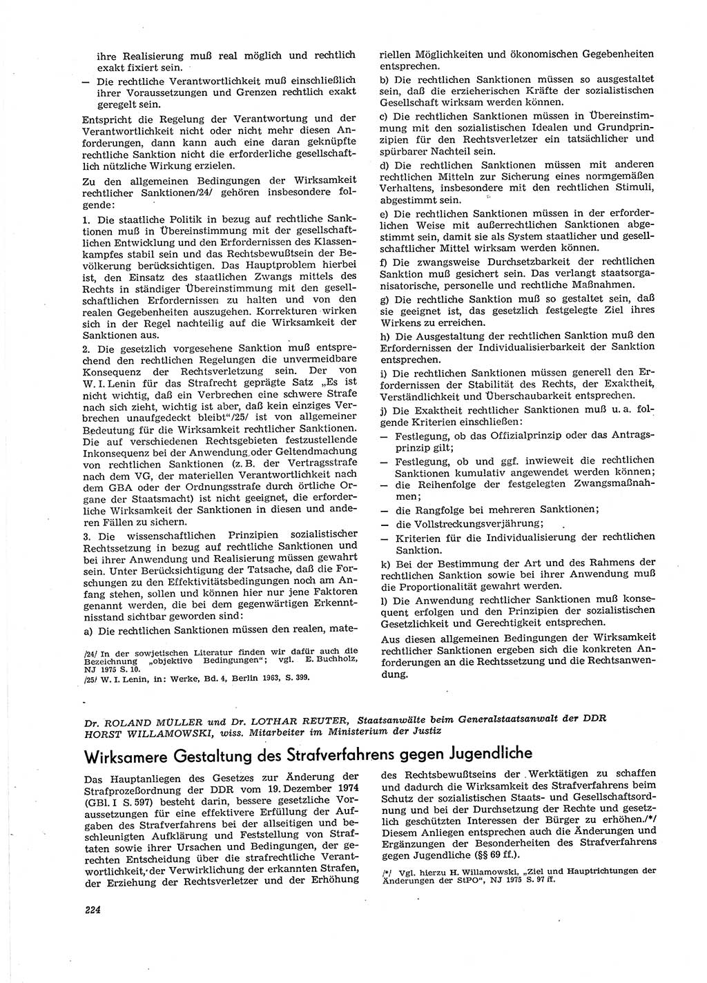 Neue Justiz (NJ), Zeitschrift für Recht und Rechtswissenschaft [Deutsche Demokratische Republik (DDR)], 29. Jahrgang 1975, Seite 224 (NJ DDR 1975, S. 224)