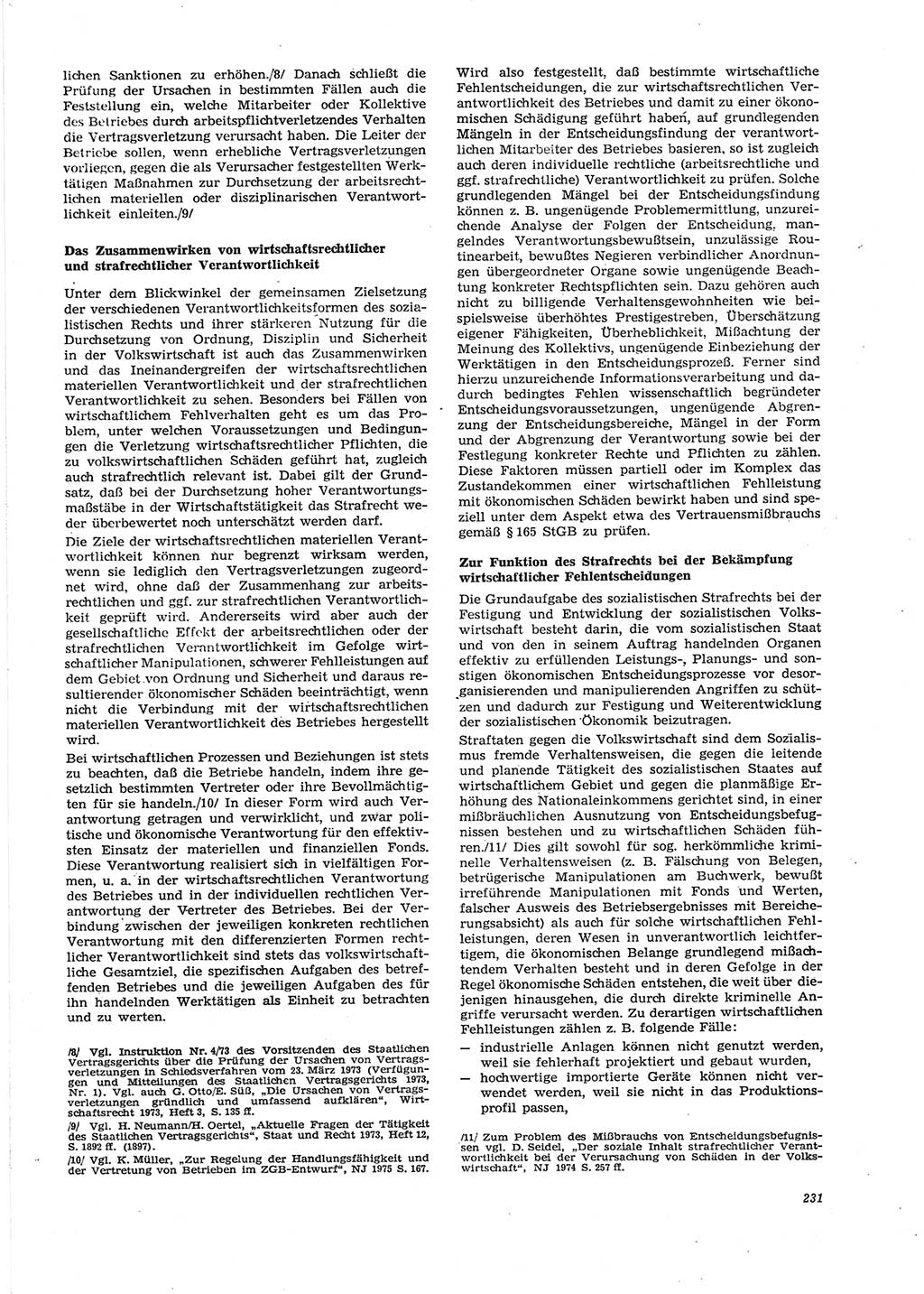 Neue Justiz (NJ), Zeitschrift für Recht und Rechtswissenschaft [Deutsche Demokratische Republik (DDR)], 29. Jahrgang 1975, Seite 231 (NJ DDR 1975, S. 231)