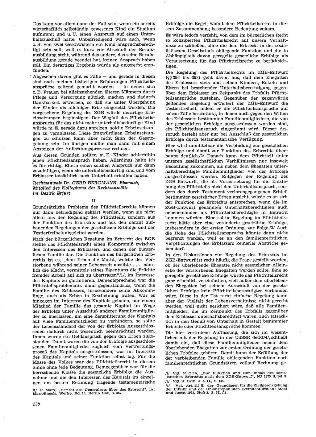 Neue Justiz (NJ), Zeitschrift für Recht und Rechtswissenschaft [Deutsche Demokratische Republik (DDR)], 29. Jahrgang 1975, Seite 238 (NJ DDR 1975, S. 238)