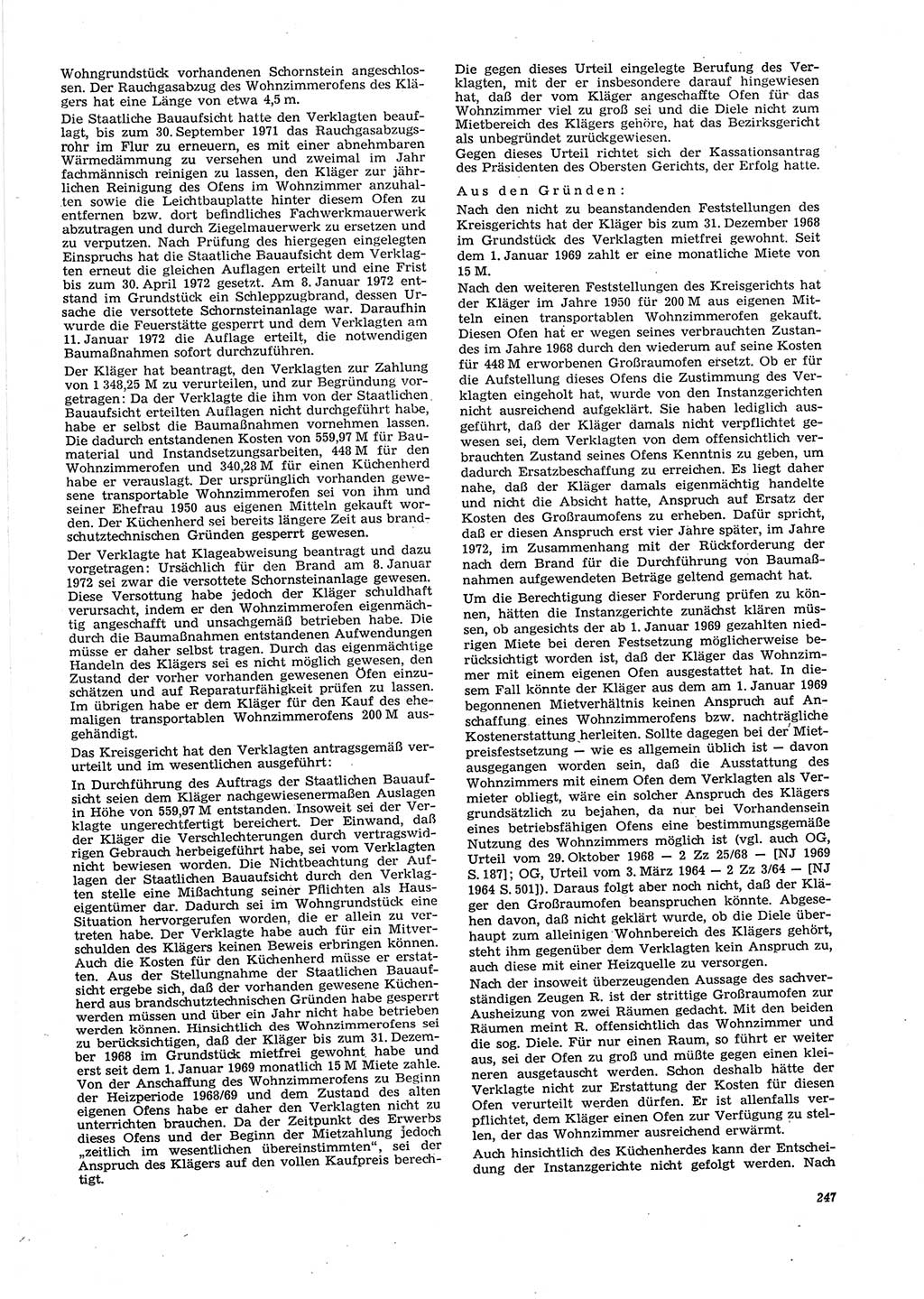 Neue Justiz (NJ), Zeitschrift für Recht und Rechtswissenschaft [Deutsche Demokratische Republik (DDR)], 29. Jahrgang 1975, Seite 247 (NJ DDR 1975, S. 247)