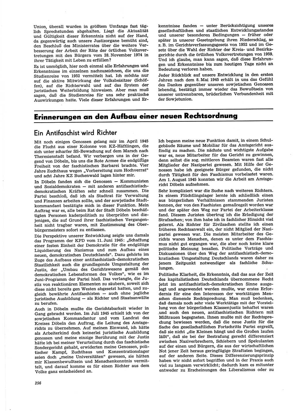 Neue Justiz (NJ), Zeitschrift für Recht und Rechtswissenschaft [Deutsche Demokratische Republik (DDR)], 29. Jahrgang 1975, Seite 256 (NJ DDR 1975, S. 256)