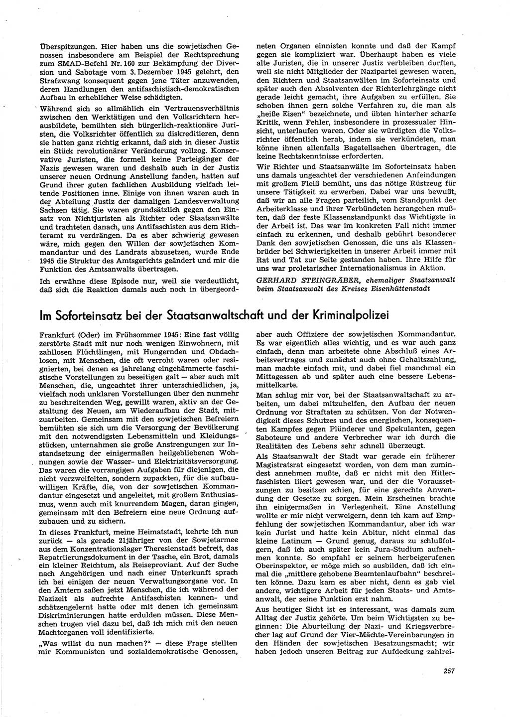 Neue Justiz (NJ), Zeitschrift für Recht und Rechtswissenschaft [Deutsche Demokratische Republik (DDR)], 29. Jahrgang 1975, Seite 257 (NJ DDR 1975, S. 257)