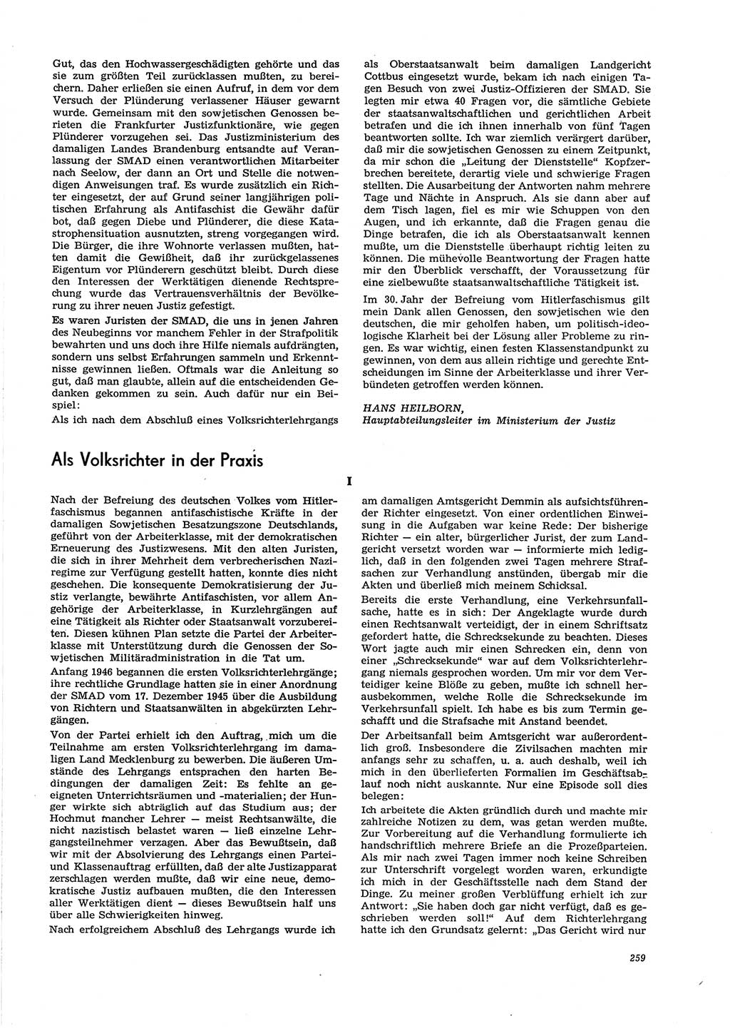 Neue Justiz (NJ), Zeitschrift für Recht und Rechtswissenschaft [Deutsche Demokratische Republik (DDR)], 29. Jahrgang 1975, Seite 259 (NJ DDR 1975, S. 259)