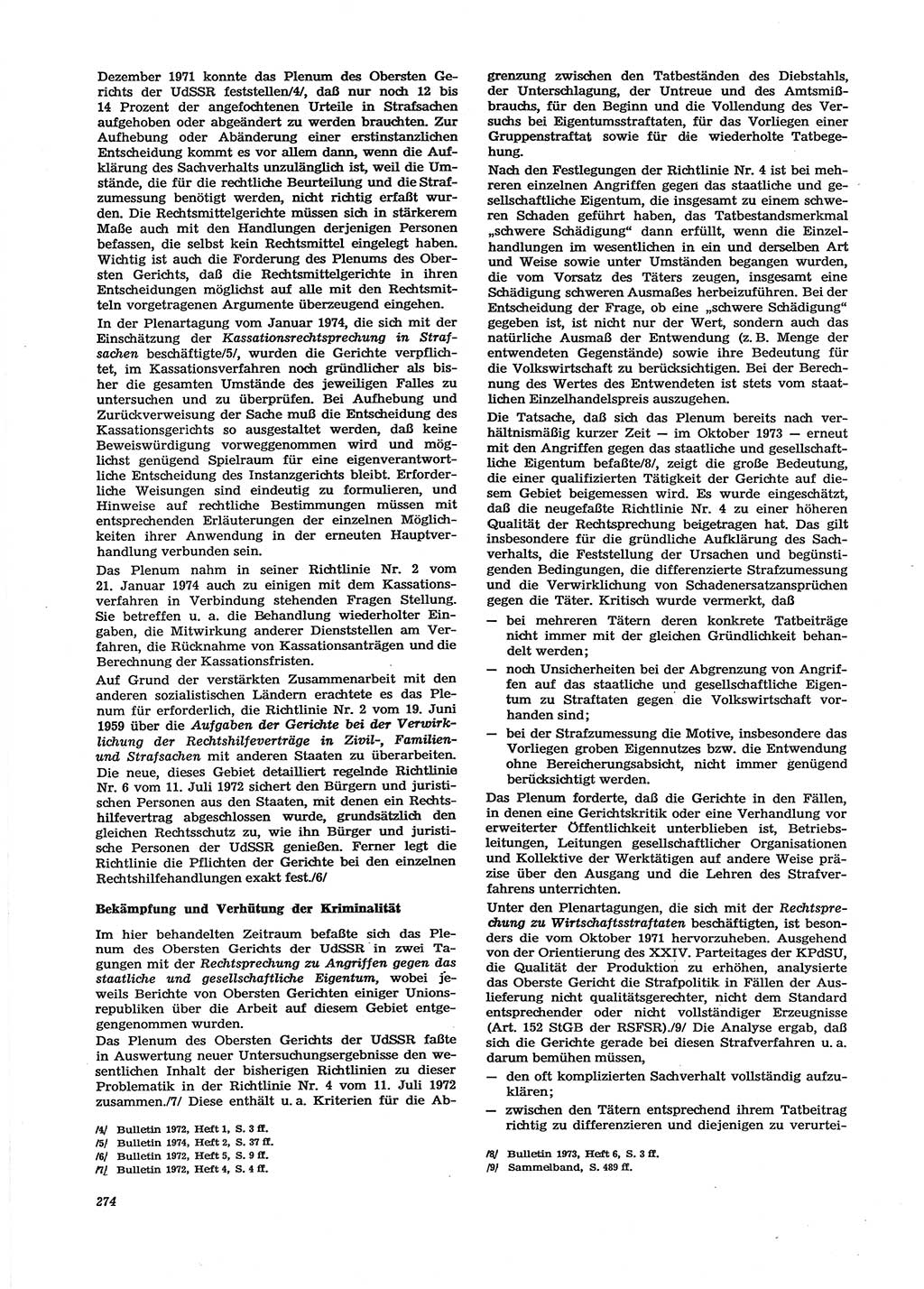 Neue Justiz (NJ), Zeitschrift für Recht und Rechtswissenschaft [Deutsche Demokratische Republik (DDR)], 29. Jahrgang 1975, Seite 274 (NJ DDR 1975, S. 274)