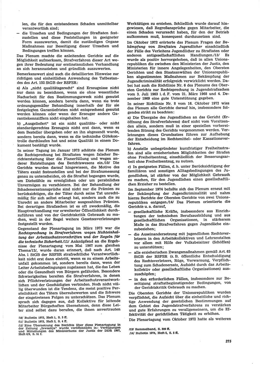 Neue Justiz (NJ), Zeitschrift für Recht und Rechtswissenschaft [Deutsche Demokratische Republik (DDR)], 29. Jahrgang 1975, Seite 275 (NJ DDR 1975, S. 275)