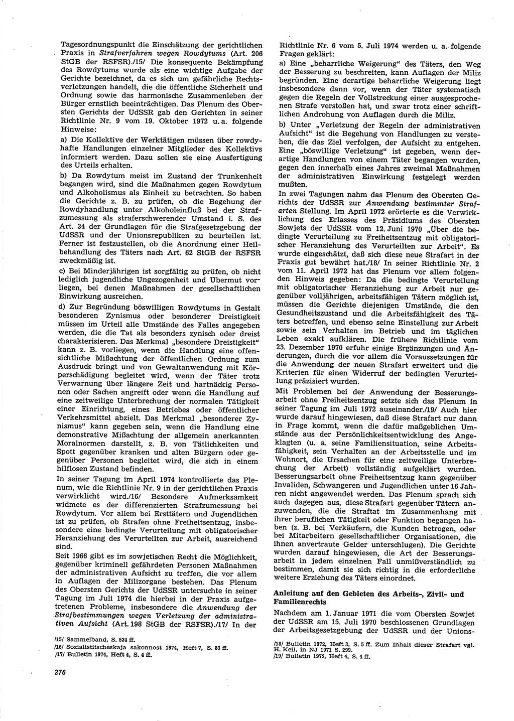 Neue Justiz (NJ), Zeitschrift für Recht und Rechtswissenschaft [Deutsche Demokratische Republik (DDR)], 29. Jahrgang 1975, Seite 276 (NJ DDR 1975, S. 276)