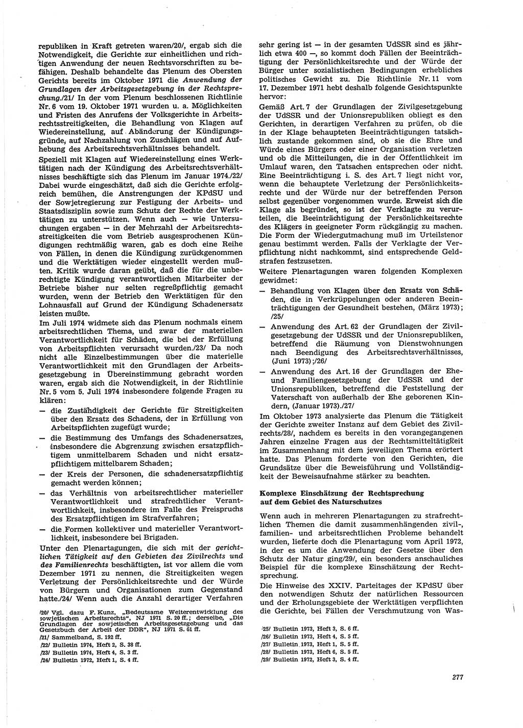 Neue Justiz (NJ), Zeitschrift für Recht und Rechtswissenschaft [Deutsche Demokratische Republik (DDR)], 29. Jahrgang 1975, Seite 277 (NJ DDR 1975, S. 277)