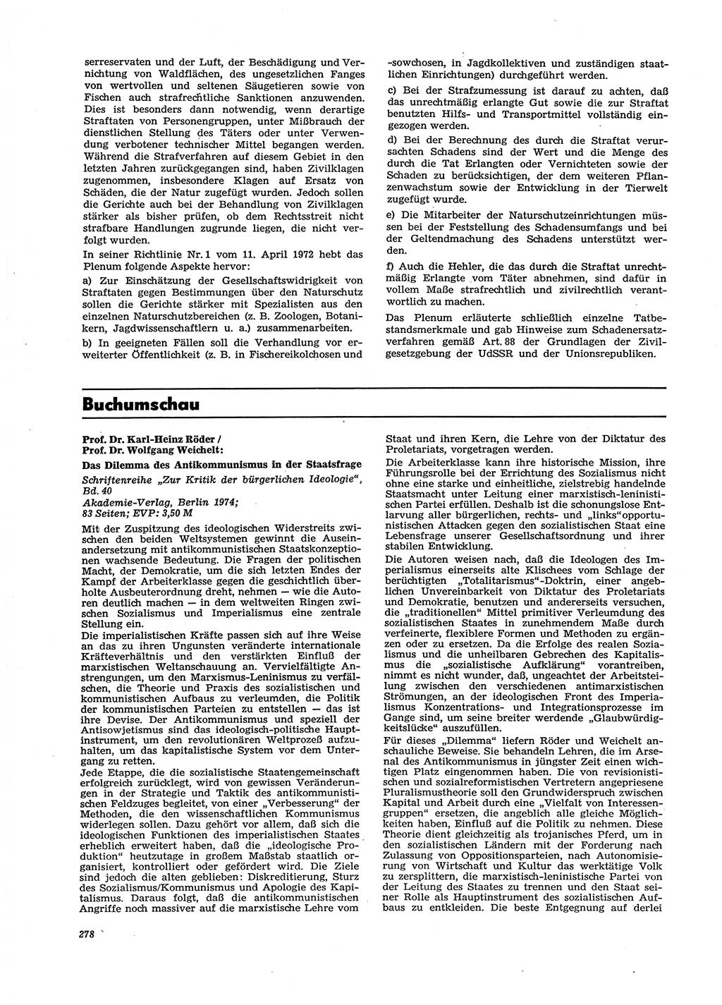 Neue Justiz (NJ), Zeitschrift für Recht und Rechtswissenschaft [Deutsche Demokratische Republik (DDR)], 29. Jahrgang 1975, Seite 278 (NJ DDR 1975, S. 278)