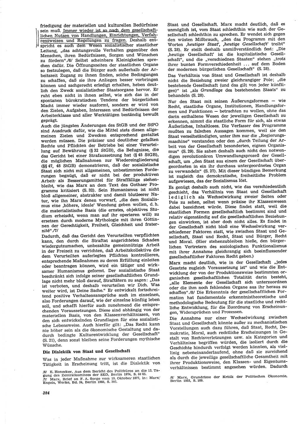 Neue Justiz (NJ), Zeitschrift für Recht und Rechtswissenschaft [Deutsche Demokratische Republik (DDR)], 29. Jahrgang 1975, Seite 284 (NJ DDR 1975, S. 284)