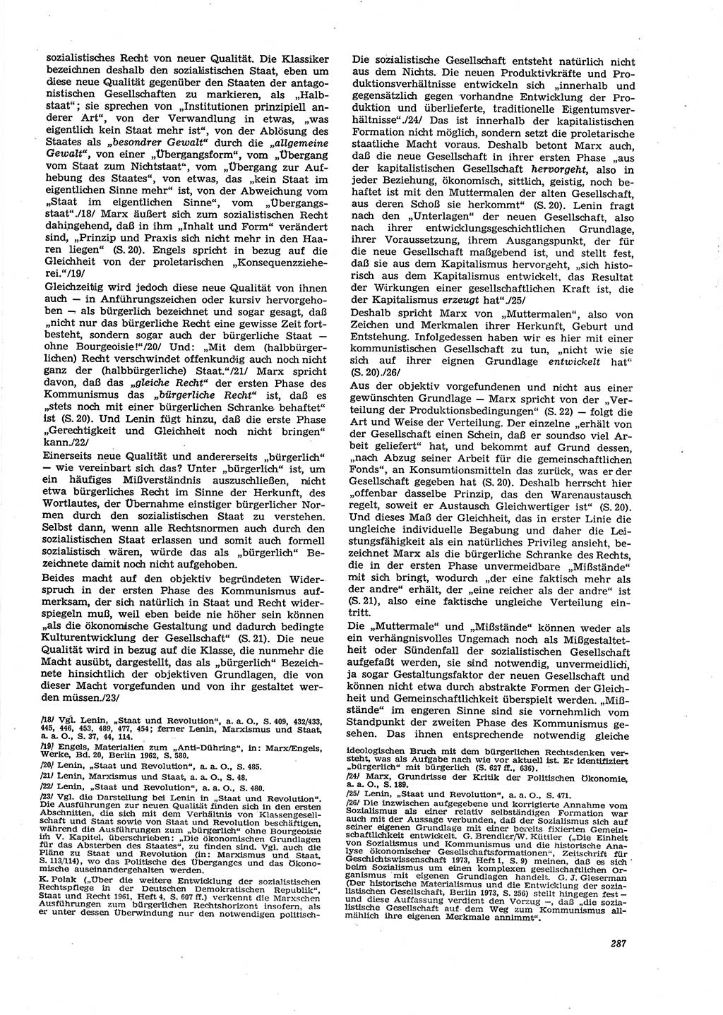 Neue Justiz (NJ), Zeitschrift für Recht und Rechtswissenschaft [Deutsche Demokratische Republik (DDR)], 29. Jahrgang 1975, Seite 287 (NJ DDR 1975, S. 287)