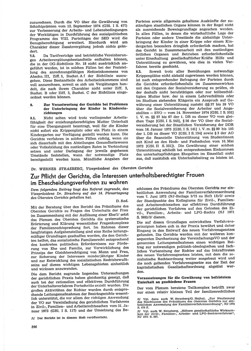 Neue Justiz (NJ), Zeitschrift für Recht und Rechtswissenschaft [Deutsche Demokratische Republik (DDR)], 29. Jahrgang 1975, Seite 296 (NJ DDR 1975, S. 296)