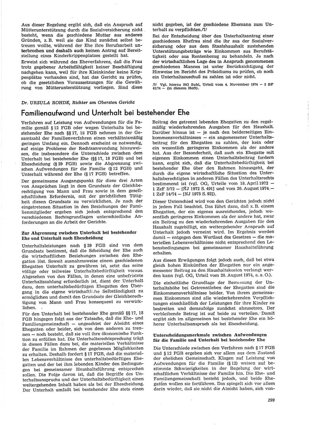 Neue Justiz (NJ), Zeitschrift für Recht und Rechtswissenschaft [Deutsche Demokratische Republik (DDR)], 29. Jahrgang 1975, Seite 299 (NJ DDR 1975, S. 299)
