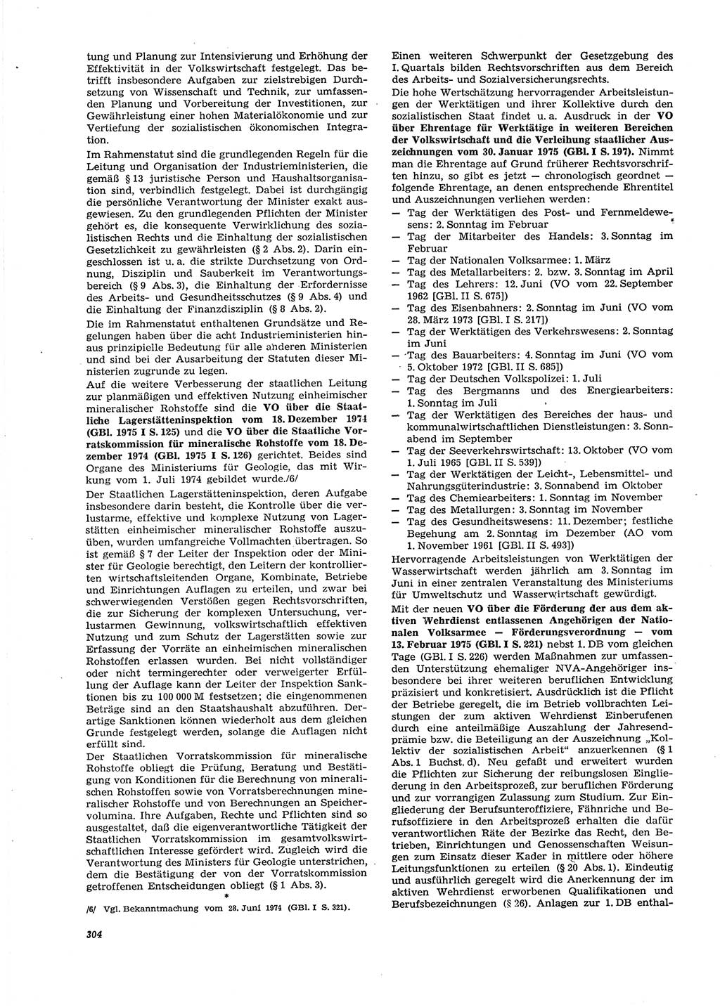 Neue Justiz (NJ), Zeitschrift für Recht und Rechtswissenschaft [Deutsche Demokratische Republik (DDR)], 29. Jahrgang 1975, Seite 304 (NJ DDR 1975, S. 304)