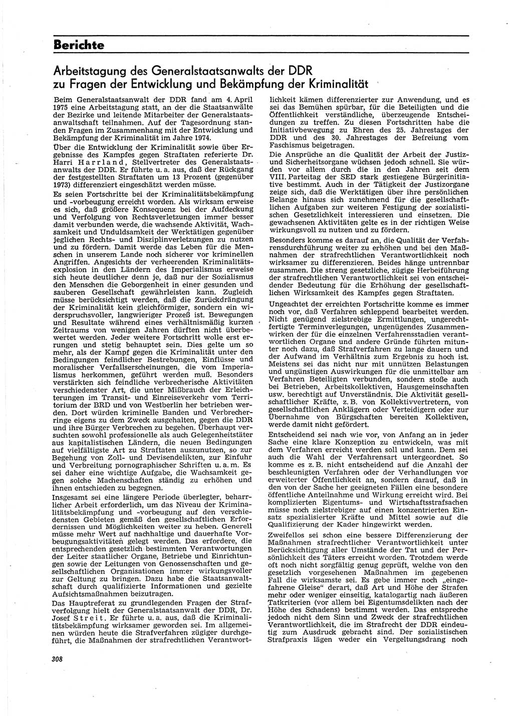 Neue Justiz (NJ), Zeitschrift für Recht und Rechtswissenschaft [Deutsche Demokratische Republik (DDR)], 29. Jahrgang 1975, Seite 308 (NJ DDR 1975, S. 308)