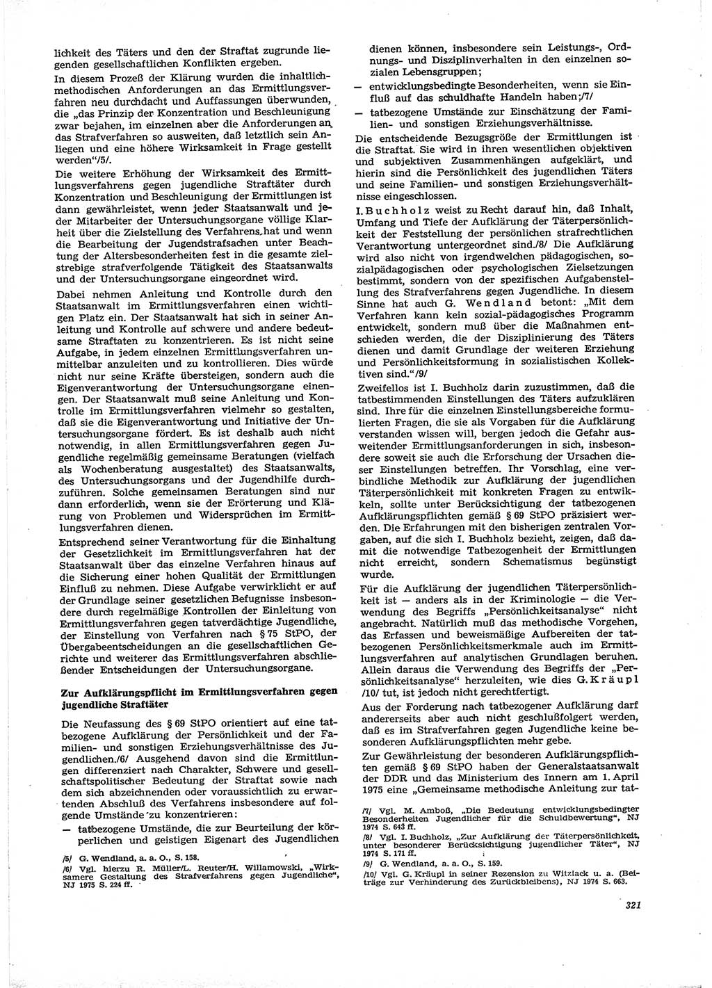Neue Justiz (NJ), Zeitschrift für Recht und Rechtswissenschaft [Deutsche Demokratische Republik (DDR)], 29. Jahrgang 1975, Seite 321 (NJ DDR 1975, S. 321)