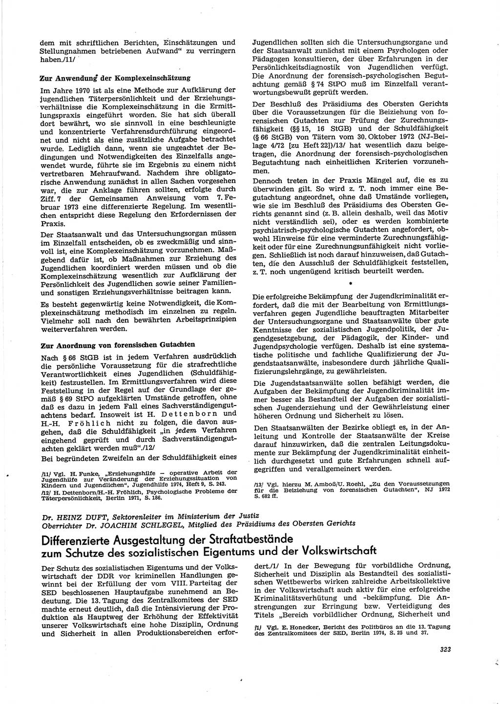Neue Justiz (NJ), Zeitschrift für Recht und Rechtswissenschaft [Deutsche Demokratische Republik (DDR)], 29. Jahrgang 1975, Seite 323 (NJ DDR 1975, S. 323)