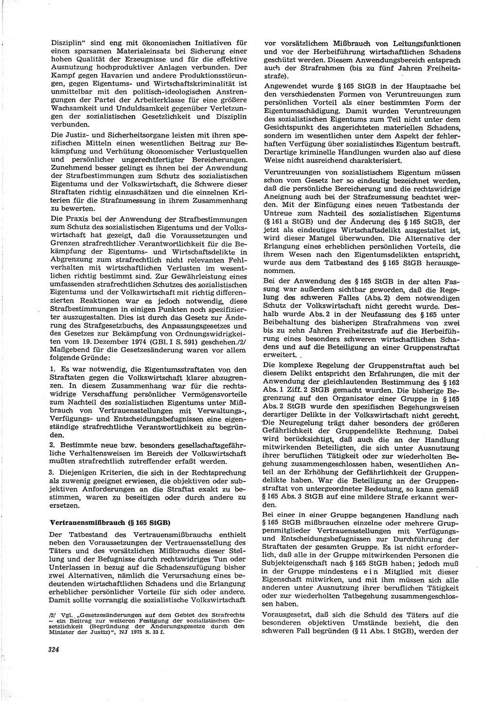 Neue Justiz (NJ), Zeitschrift für Recht und Rechtswissenschaft [Deutsche Demokratische Republik (DDR)], 29. Jahrgang 1975, Seite 324 (NJ DDR 1975, S. 324)