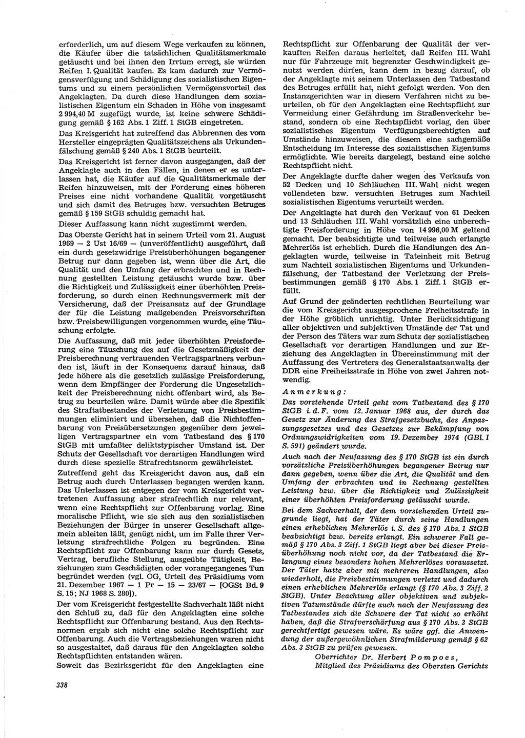 Neue Justiz (NJ), Zeitschrift für Recht und Rechtswissenschaft [Deutsche Demokratische Republik (DDR)], 29. Jahrgang 1975, Seite 338 (NJ DDR 1975, S. 338)