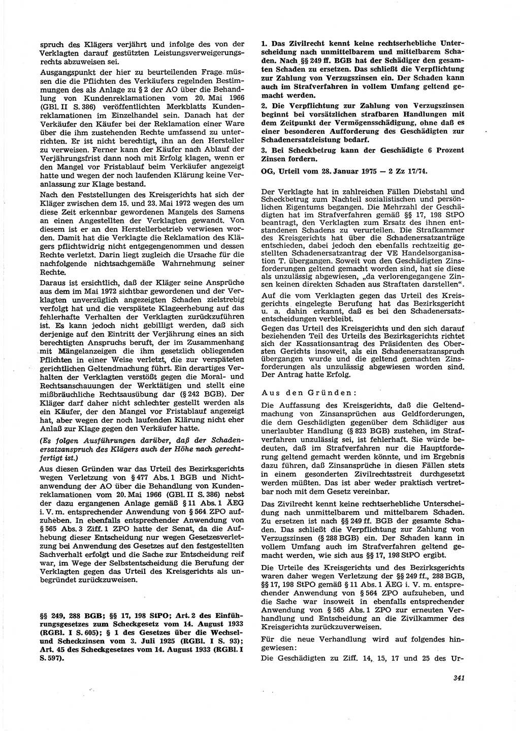 Neue Justiz (NJ), Zeitschrift für Recht und Rechtswissenschaft [Deutsche Demokratische Republik (DDR)], 29. Jahrgang 1975, Seite 341 (NJ DDR 1975, S. 341)