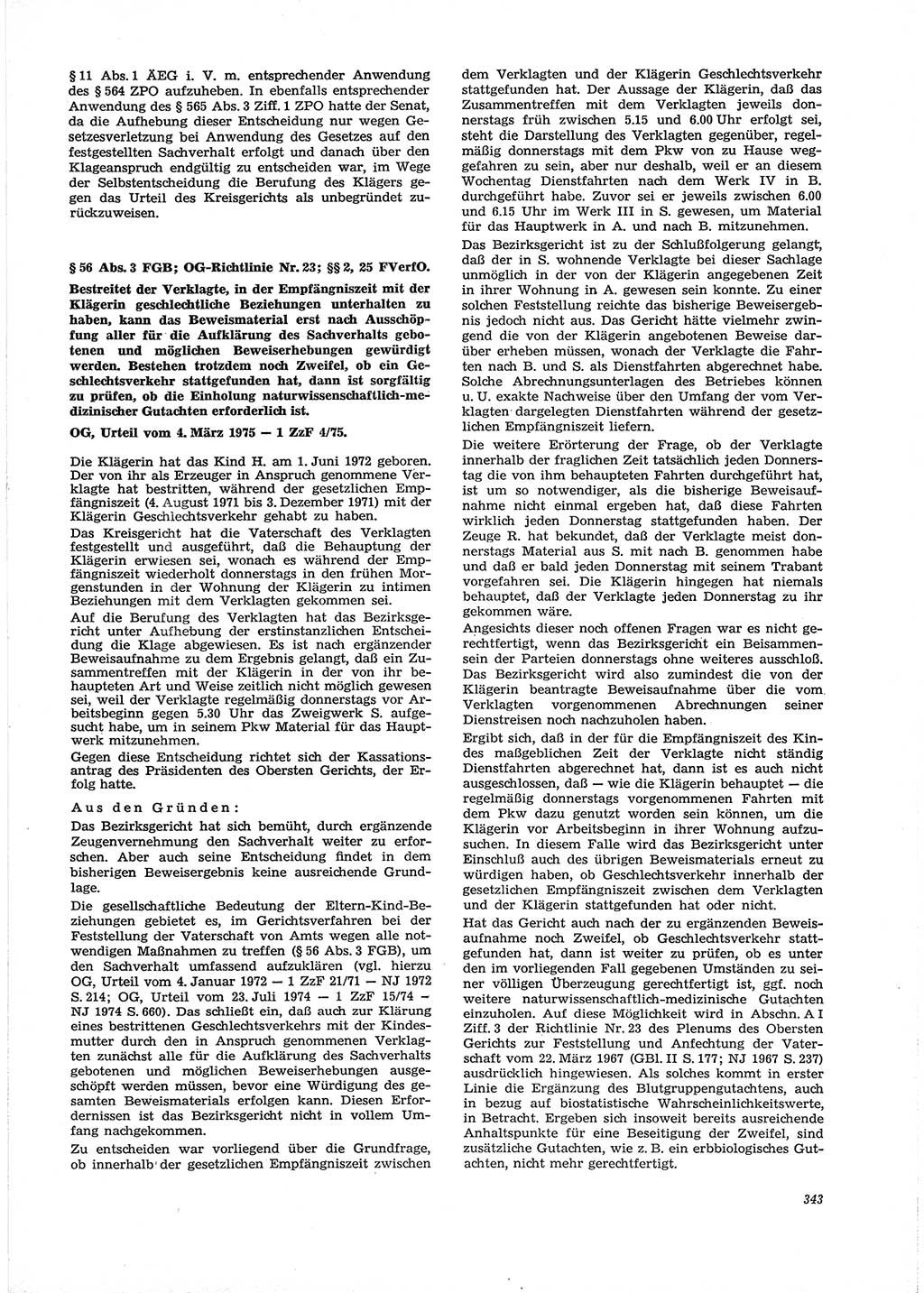 Neue Justiz (NJ), Zeitschrift für Recht und Rechtswissenschaft [Deutsche Demokratische Republik (DDR)], 29. Jahrgang 1975, Seite 343 (NJ DDR 1975, S. 343)