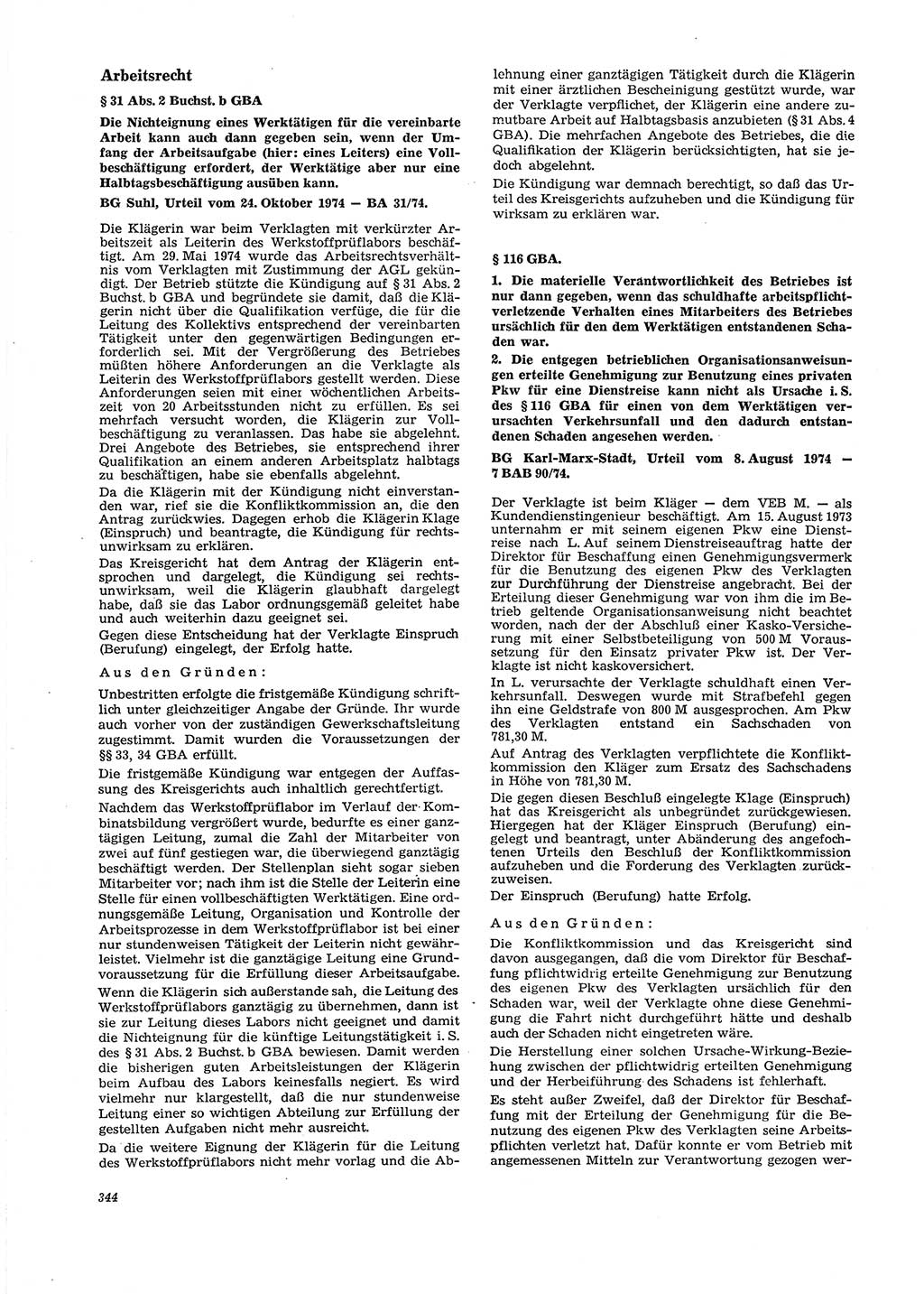 Neue Justiz (NJ), Zeitschrift für Recht und Rechtswissenschaft [Deutsche Demokratische Republik (DDR)], 29. Jahrgang 1975, Seite 344 (NJ DDR 1975, S. 344)