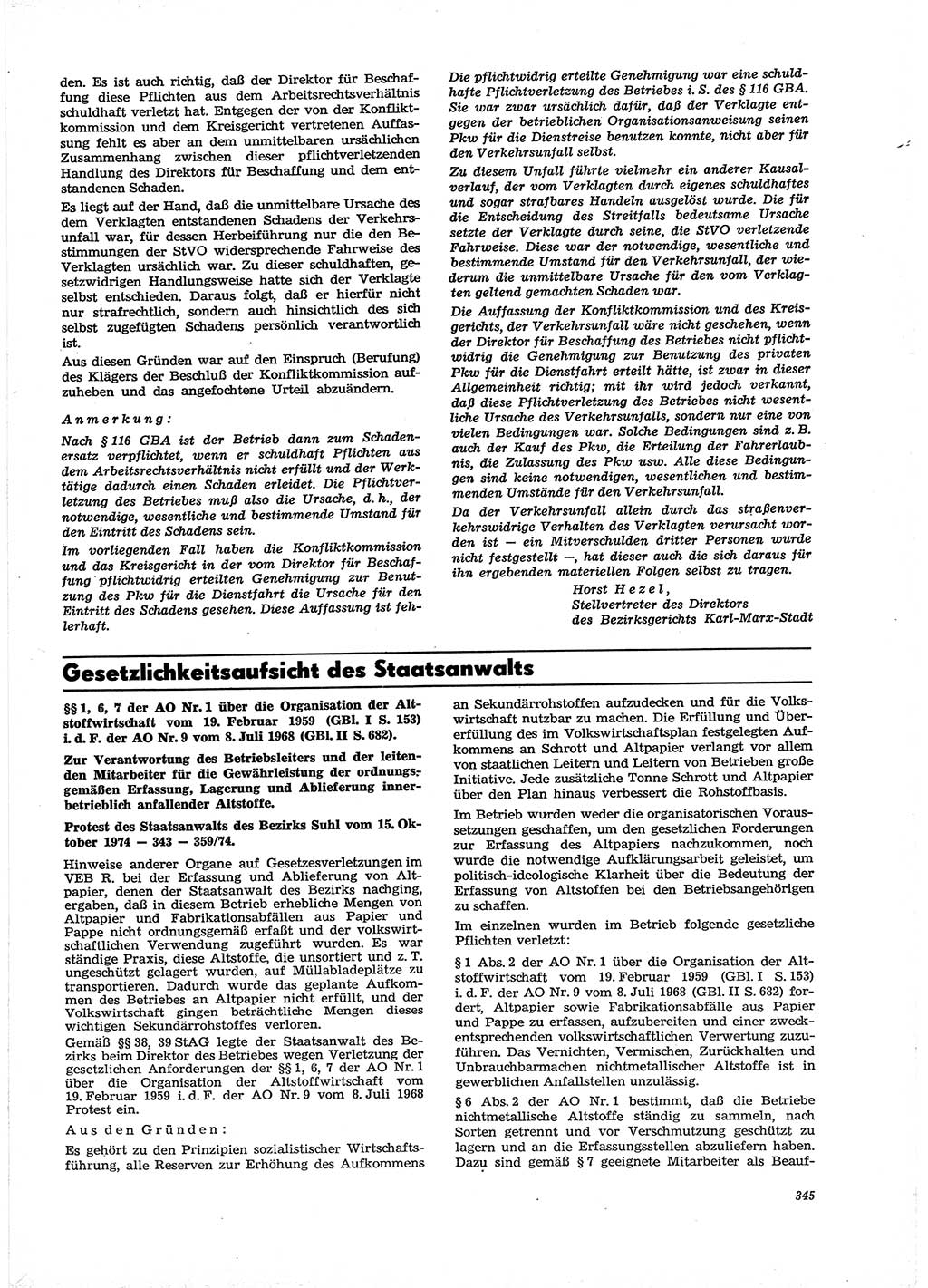 Neue Justiz (NJ), Zeitschrift für Recht und Rechtswissenschaft [Deutsche Demokratische Republik (DDR)], 29. Jahrgang 1975, Seite 345 (NJ DDR 1975, S. 345)