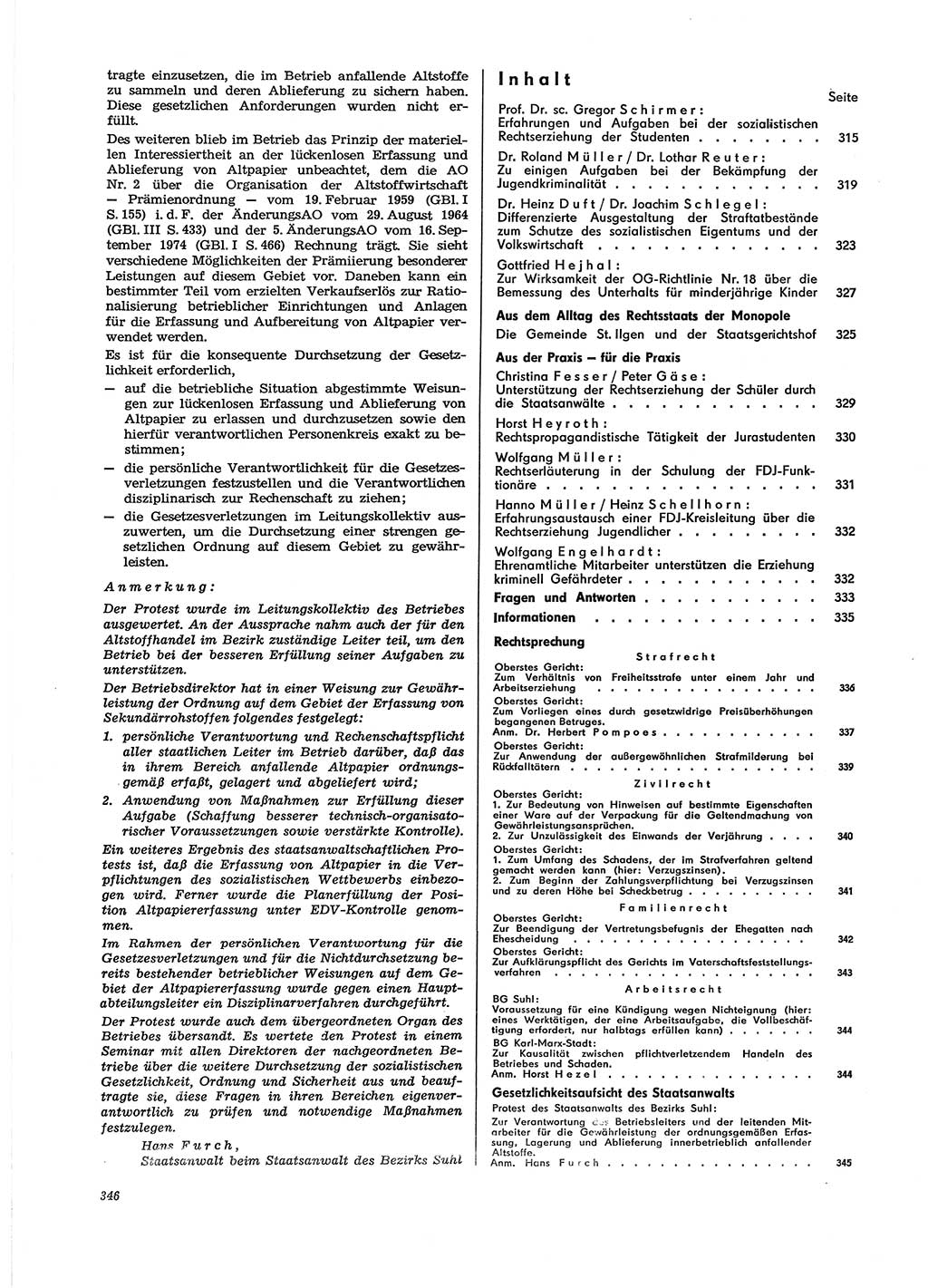 Neue Justiz (NJ), Zeitschrift für Recht und Rechtswissenschaft [Deutsche Demokratische Republik (DDR)], 29. Jahrgang 1975, Seite 346 (NJ DDR 1975, S. 346)