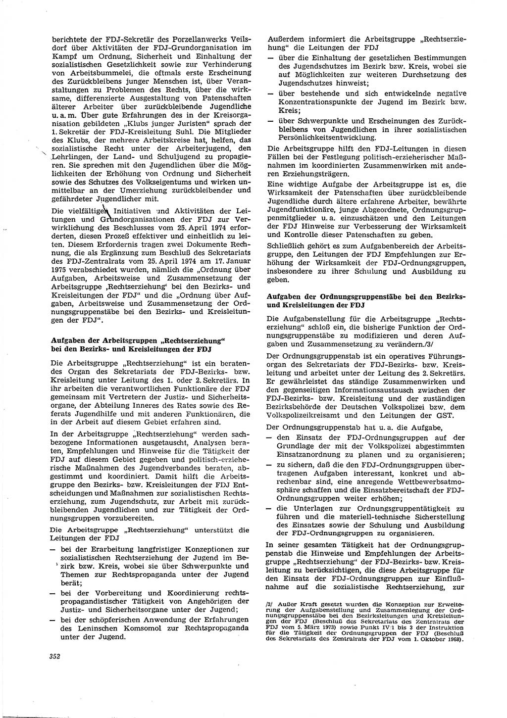 Neue Justiz (NJ), Zeitschrift für Recht und Rechtswissenschaft [Deutsche Demokratische Republik (DDR)], 29. Jahrgang 1975, Seite 352 (NJ DDR 1975, S. 352)