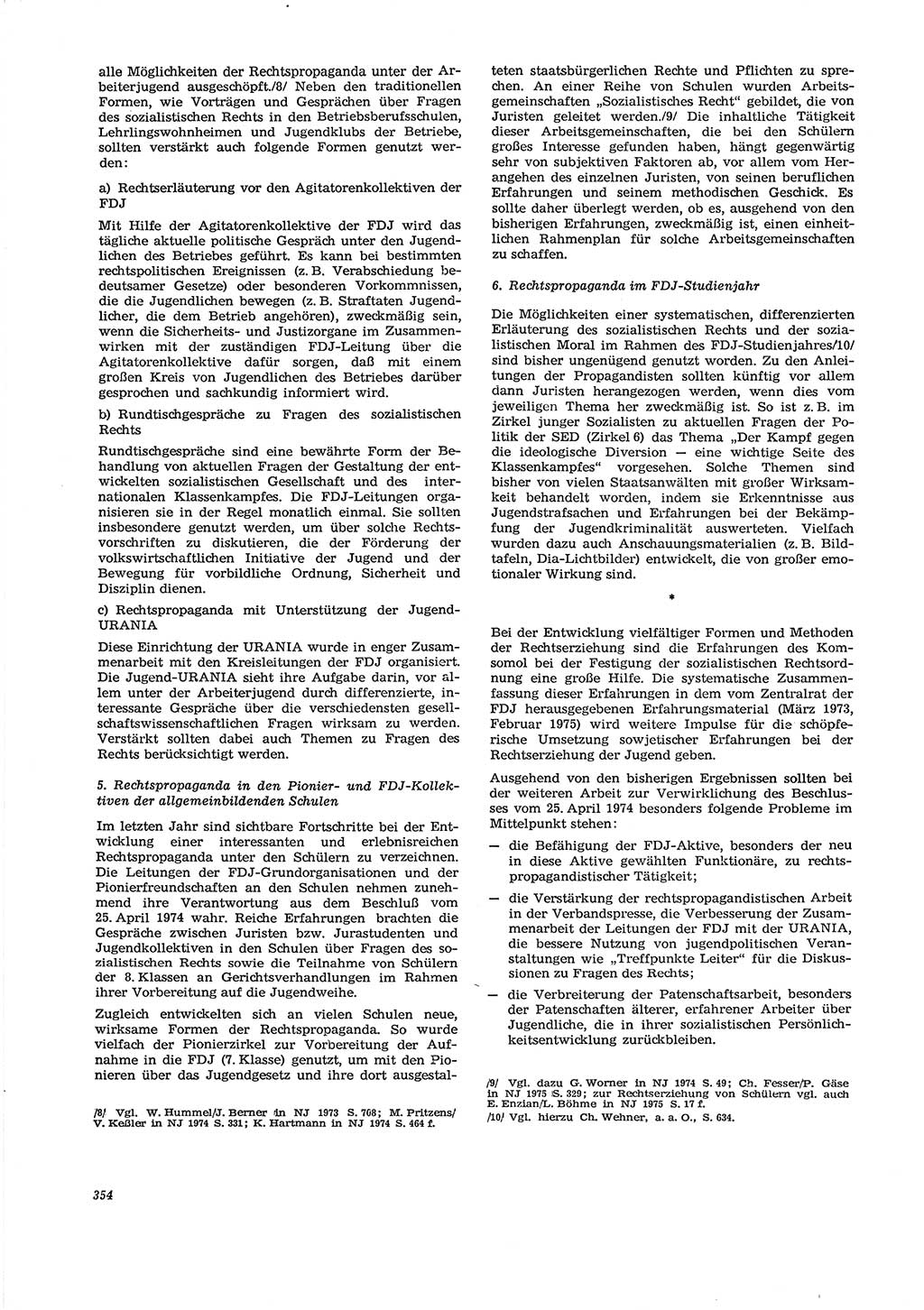 Neue Justiz (NJ), Zeitschrift für Recht und Rechtswissenschaft [Deutsche Demokratische Republik (DDR)], 29. Jahrgang 1975, Seite 354 (NJ DDR 1975, S. 354)