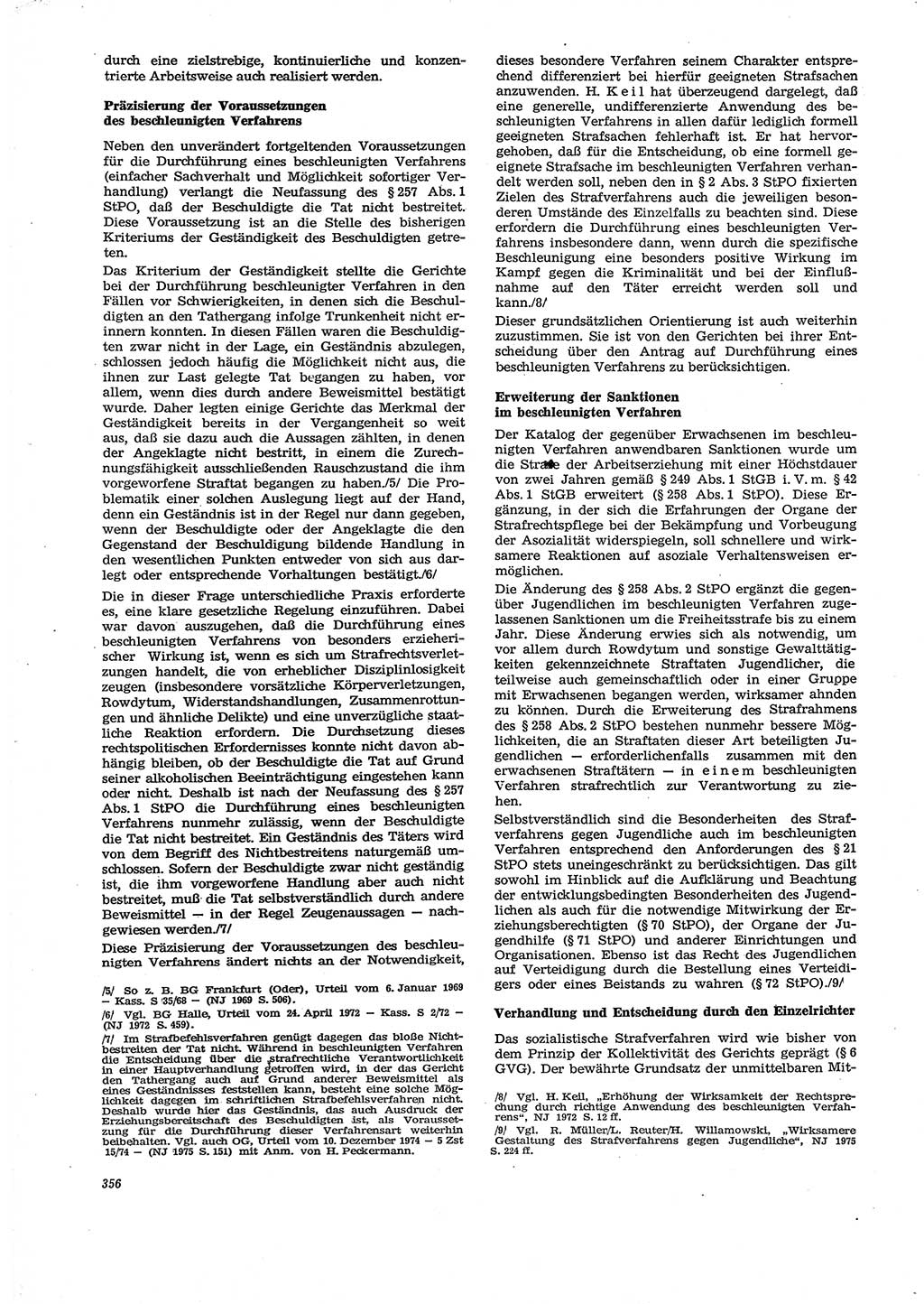 Neue Justiz (NJ), Zeitschrift für Recht und Rechtswissenschaft [Deutsche Demokratische Republik (DDR)], 29. Jahrgang 1975, Seite 356 (NJ DDR 1975, S. 356)