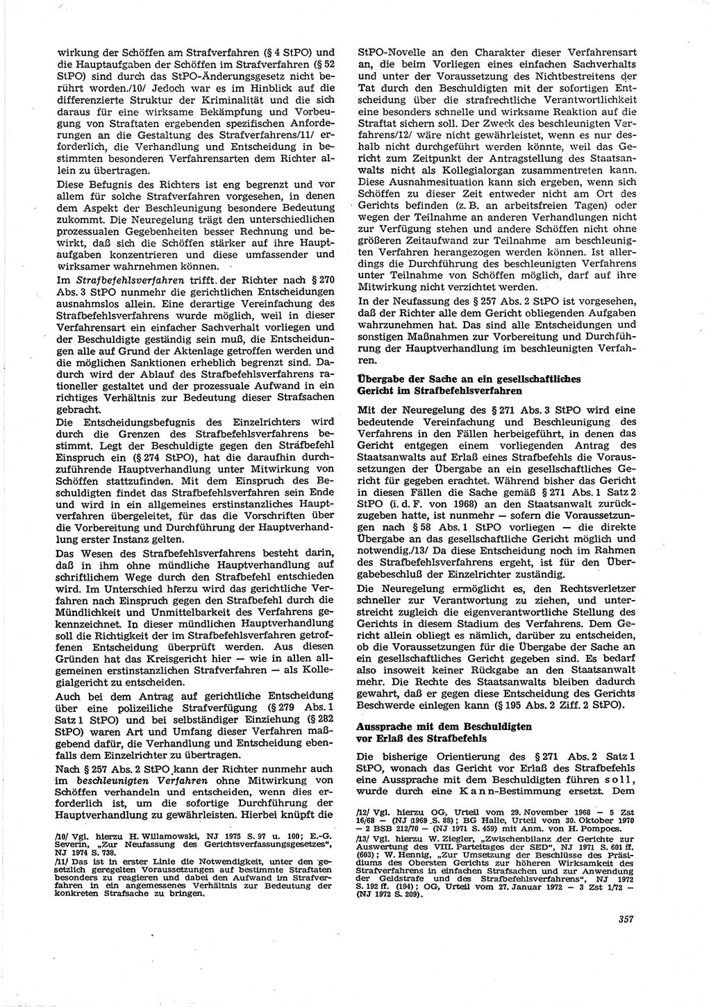 Neue Justiz (NJ), Zeitschrift für Recht und Rechtswissenschaft [Deutsche Demokratische Republik (DDR)], 29. Jahrgang 1975, Seite 357 (NJ DDR 1975, S. 357)