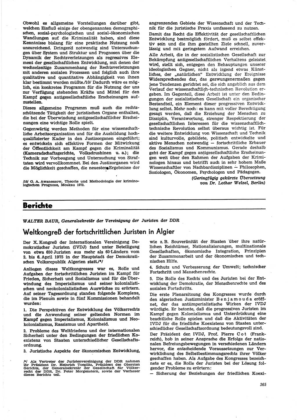 Neue Justiz (NJ), Zeitschrift für Recht und Rechtswissenschaft [Deutsche Demokratische Republik (DDR)], 29. Jahrgang 1975, Seite 365 (NJ DDR 1975, S. 365)