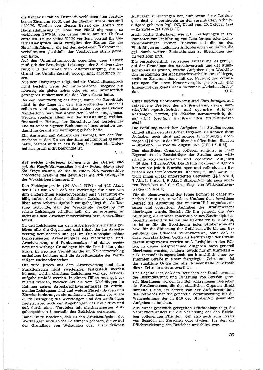 Neue Justiz (NJ), Zeitschrift für Recht und Rechtswissenschaft [Deutsche Demokratische Republik (DDR)], 29. Jahrgang 1975, Seite 369 (NJ DDR 1975, S. 369)
