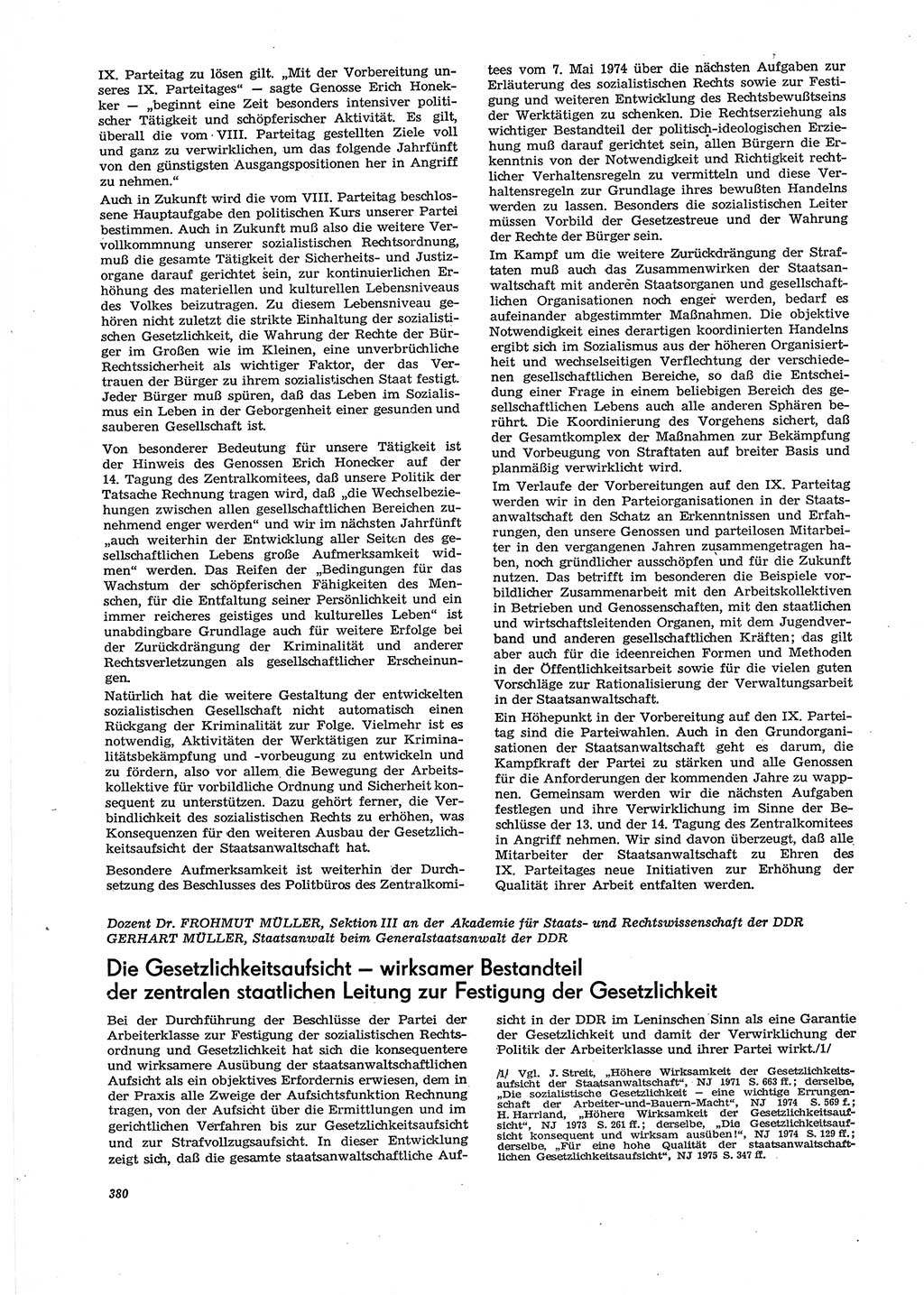 Neue Justiz (NJ), Zeitschrift für Recht und Rechtswissenschaft [Deutsche Demokratische Republik (DDR)], 29. Jahrgang 1975, Seite 380 (NJ DDR 1975, S. 380)