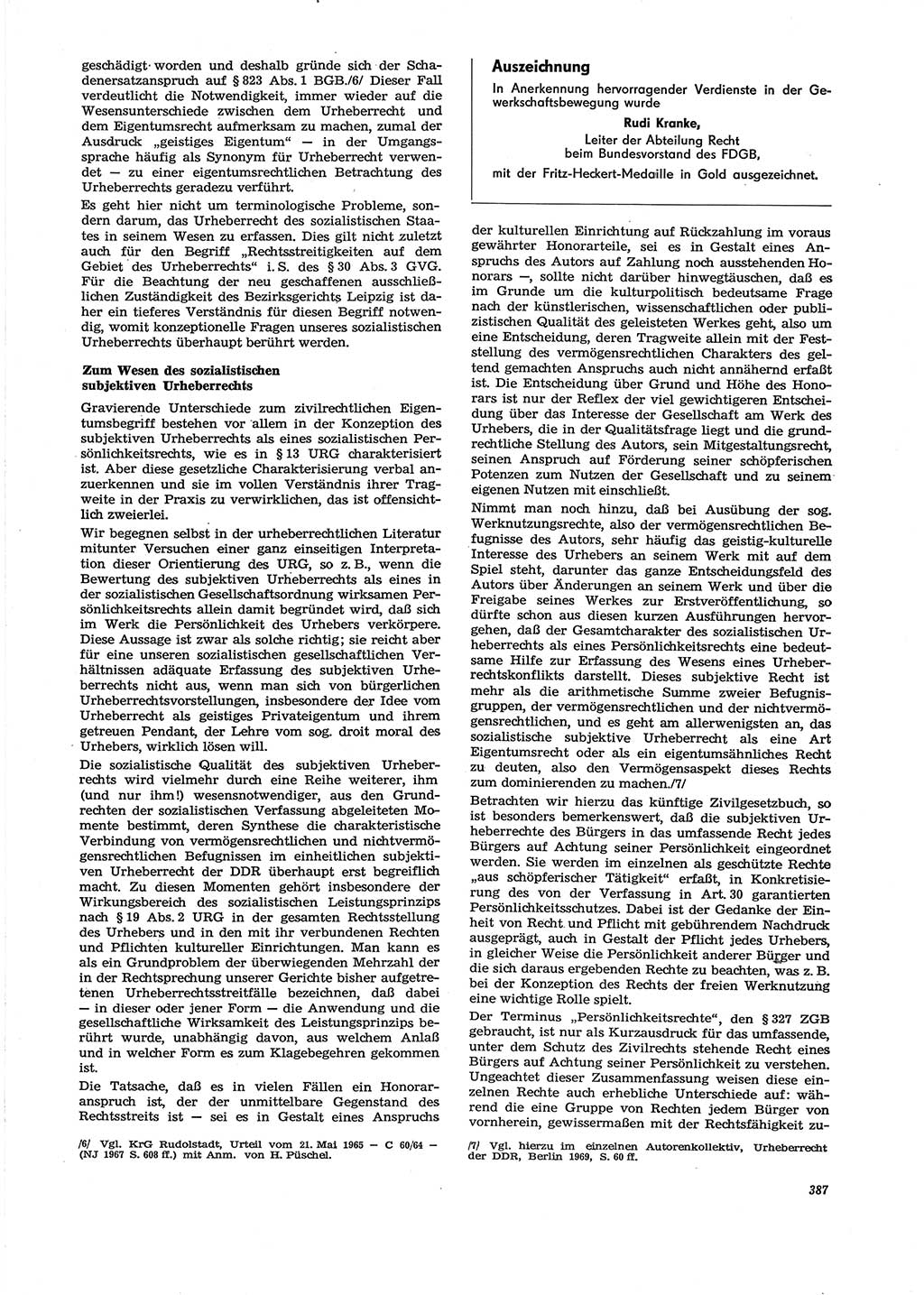 Neue Justiz (NJ), Zeitschrift für Recht und Rechtswissenschaft [Deutsche Demokratische Republik (DDR)], 29. Jahrgang 1975, Seite 387 (NJ DDR 1975, S. 387)