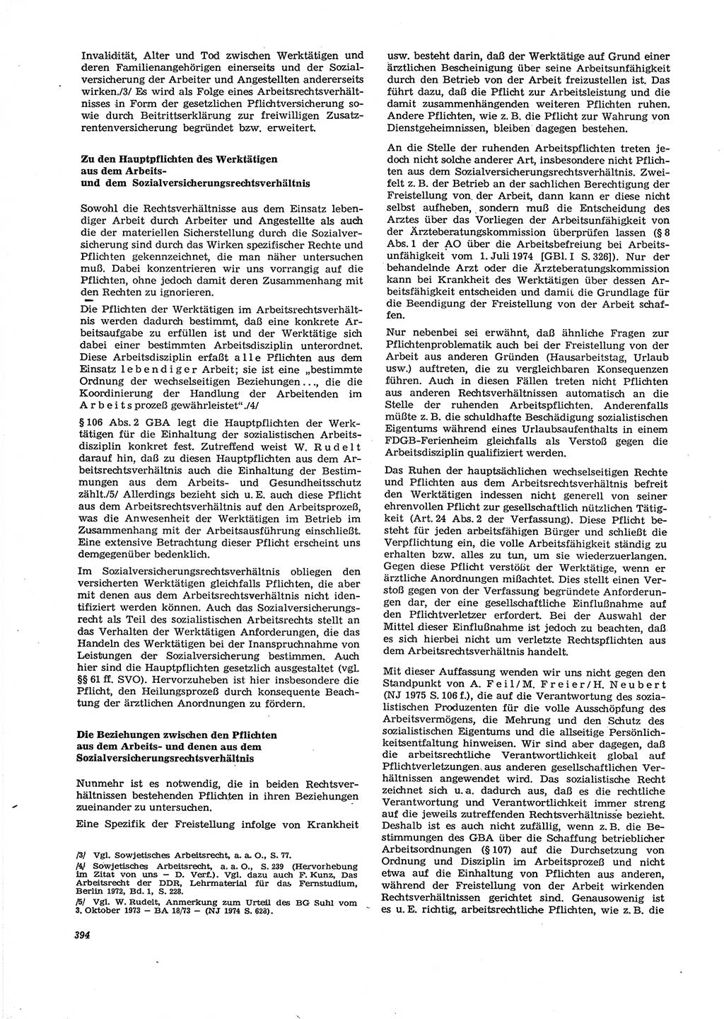 Neue Justiz (NJ), Zeitschrift für Recht und Rechtswissenschaft [Deutsche Demokratische Republik (DDR)], 29. Jahrgang 1975, Seite 394 (NJ DDR 1975, S. 394)