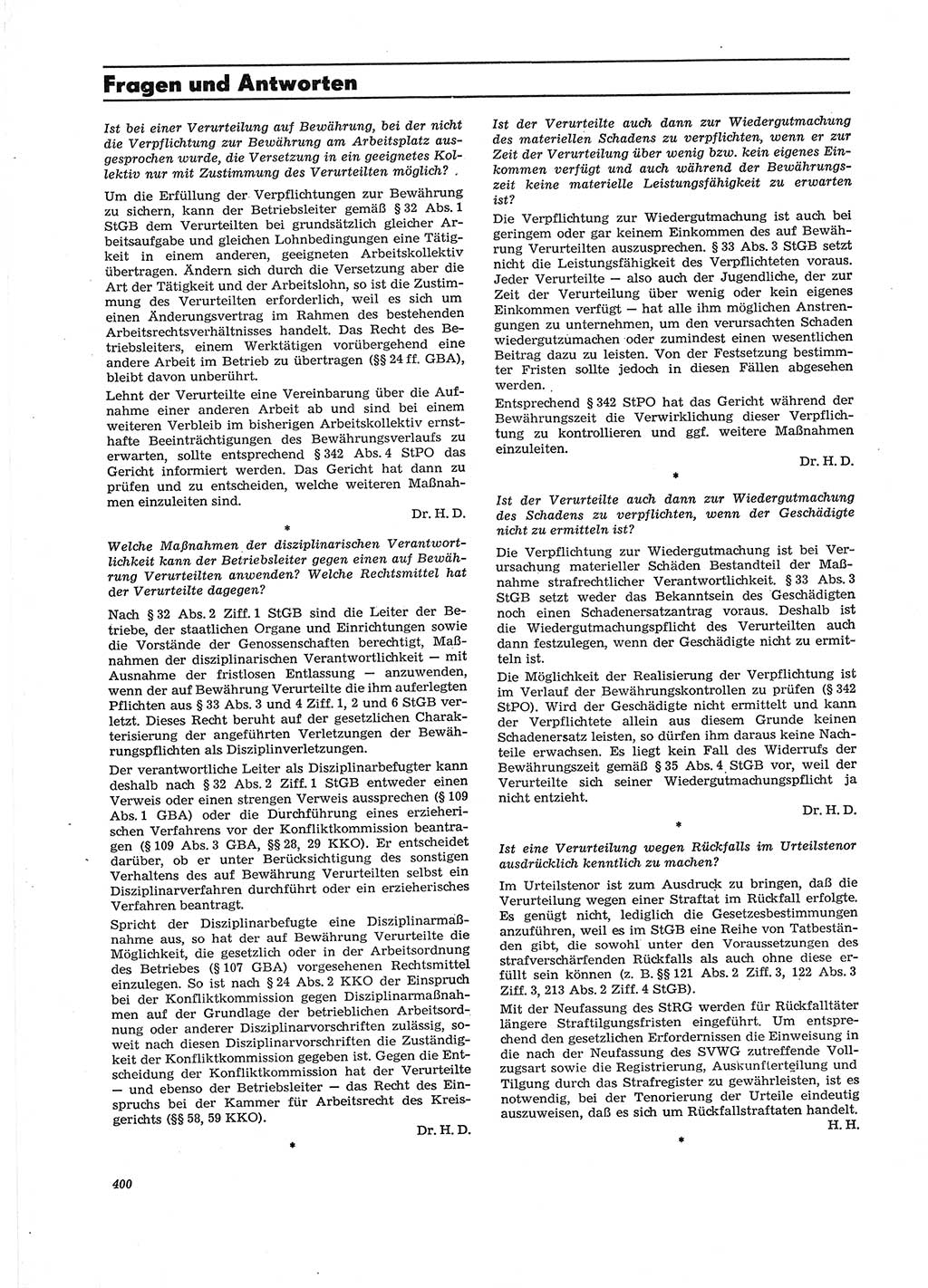Neue Justiz (NJ), Zeitschrift für Recht und Rechtswissenschaft [Deutsche Demokratische Republik (DDR)], 29. Jahrgang 1975, Seite 400 (NJ DDR 1975, S. 400)