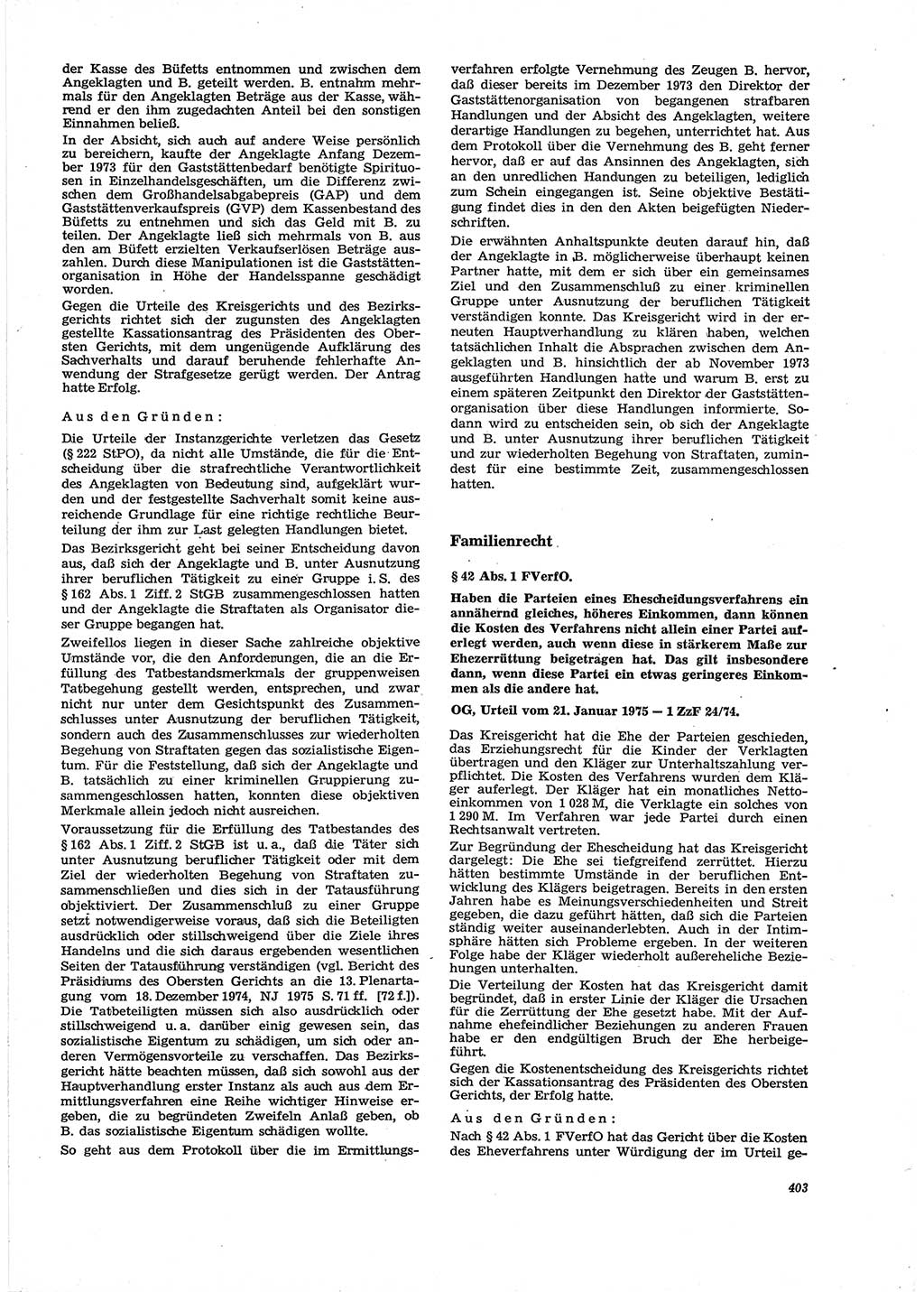 Neue Justiz (NJ), Zeitschrift für Recht und Rechtswissenschaft [Deutsche Demokratische Republik (DDR)], 29. Jahrgang 1975, Seite 403 (NJ DDR 1975, S. 403)