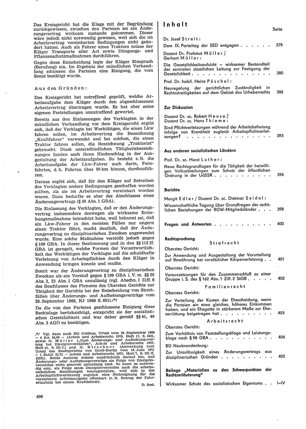 Neue Justiz (NJ), Zeitschrift für Recht und Rechtswissenschaft [Deutsche Demokratische Republik (DDR)], 29. Jahrgang 1975, Seite 406 (NJ DDR 1975, S. 406)